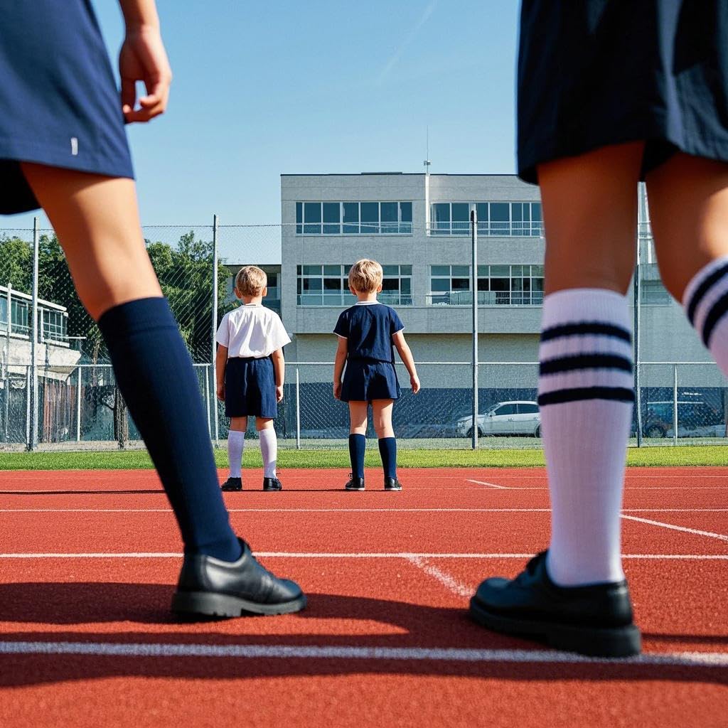 ENBAOHUI 3 Pairs Toddler Soccer Socks - Breathable Kids Knee High Socks for Boys & Girls, Non-Slip Baby Tube Socks for Sports & Play - Perfect for Soccer, Running, and Daily Activities