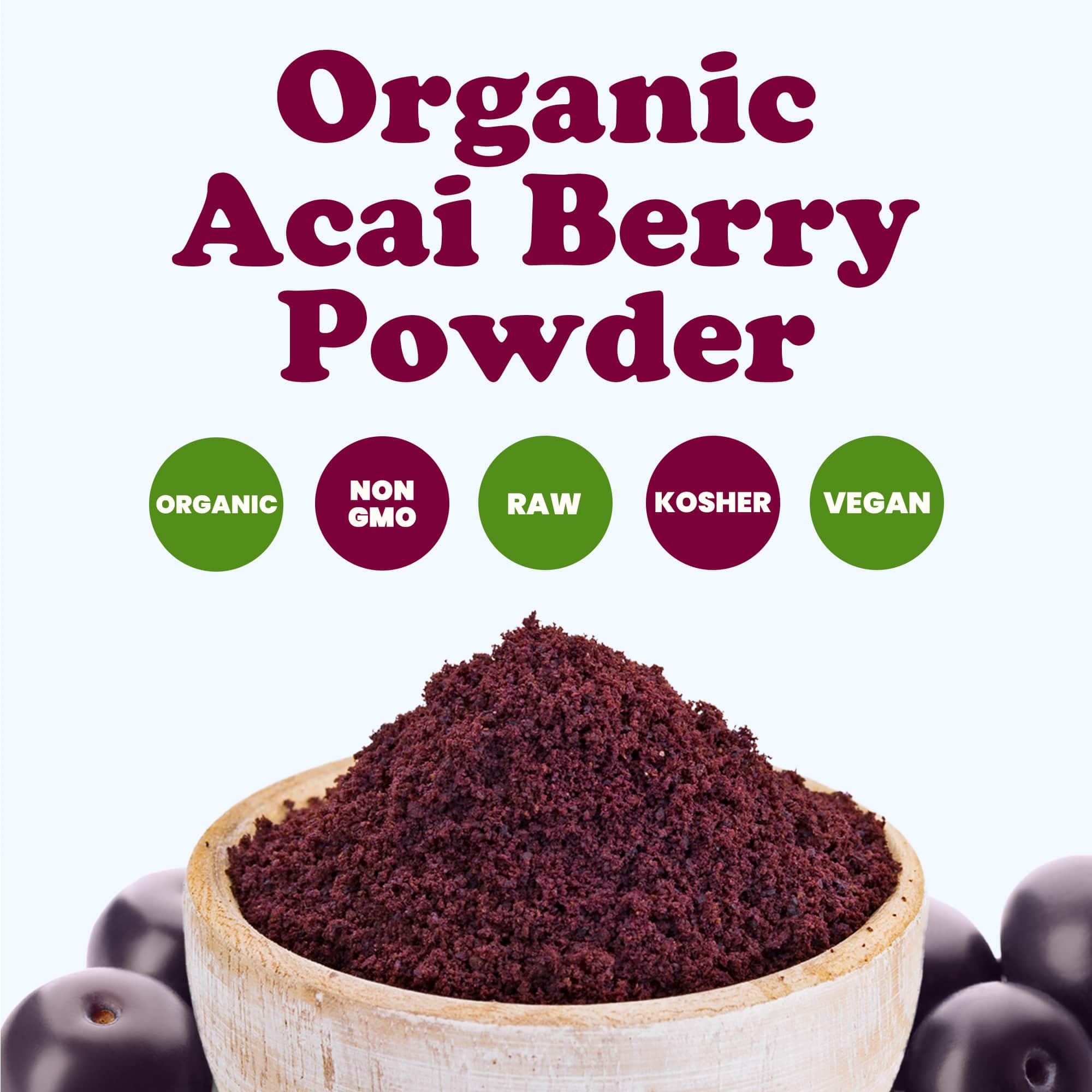 Organic Acai Berry Powder by Food to Live, 8 lbs – Non-GMO, Kosher, Raw, Vegan, Freeze-Dried, Unsweetened, Unsulfured | Superfood for Smoothies, Bowls, Baking & Energy Boosts