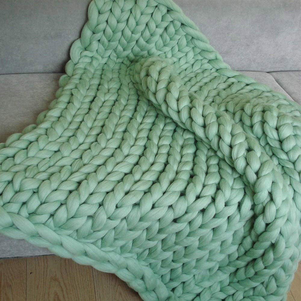 Chunky Knit Throw Blanket - Extra Large 80x80cm Handwoven Cable Knit Blanket for Bed, Sofa & Yoga | Soft Bulky Knitted Home Decor in White | Perfect for Living Room, Bedroom & Meditation