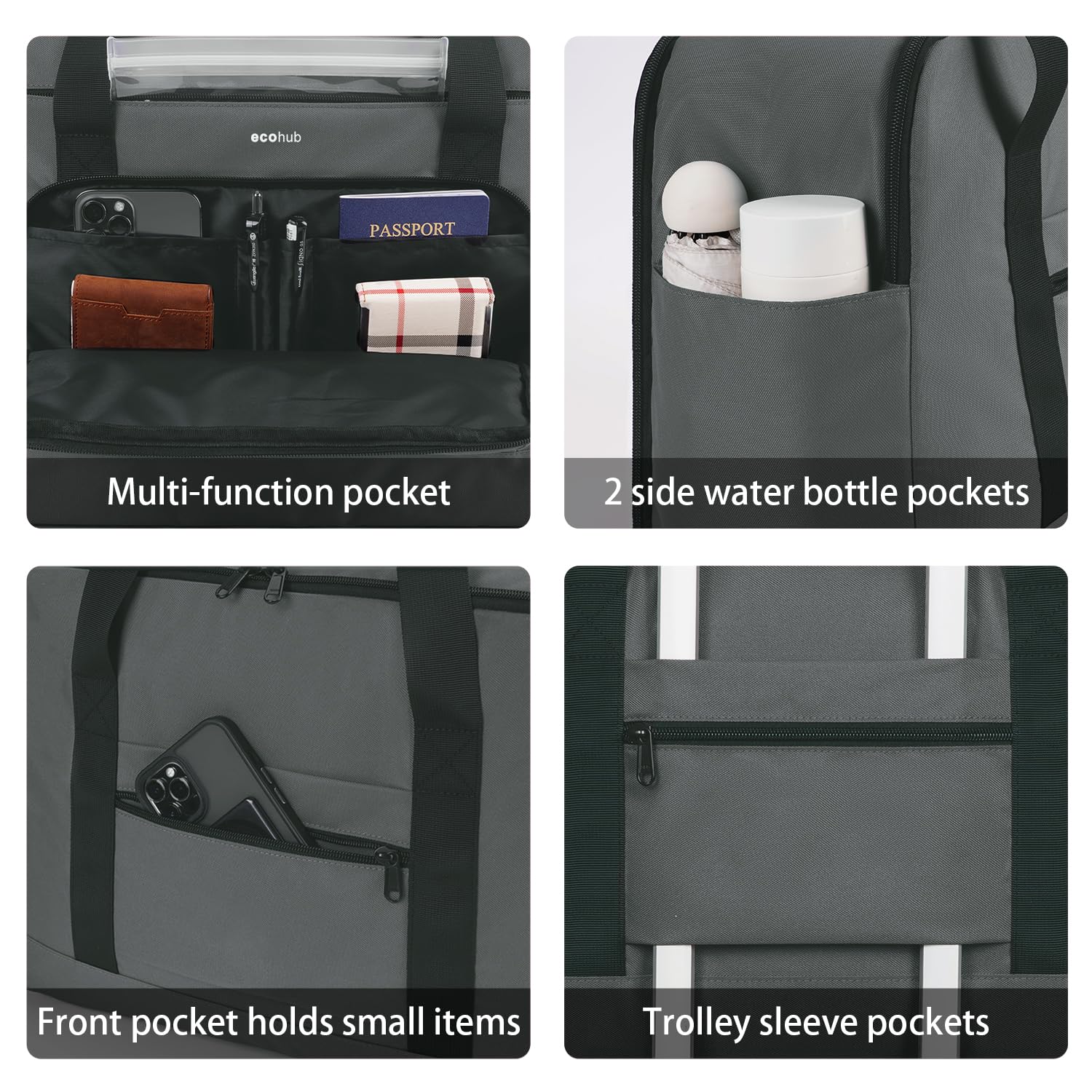 ECOHUB 30L Recycled PET Carry-On Luggage - 45x36x20cm Waterproof Travel Backpack with Laptop Compartment (Fits 18