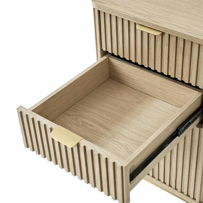 Modern Fluted Cabinet with Drawers & A4 File Storage - Stylish Home Office Furniture for Document Organization & Storage