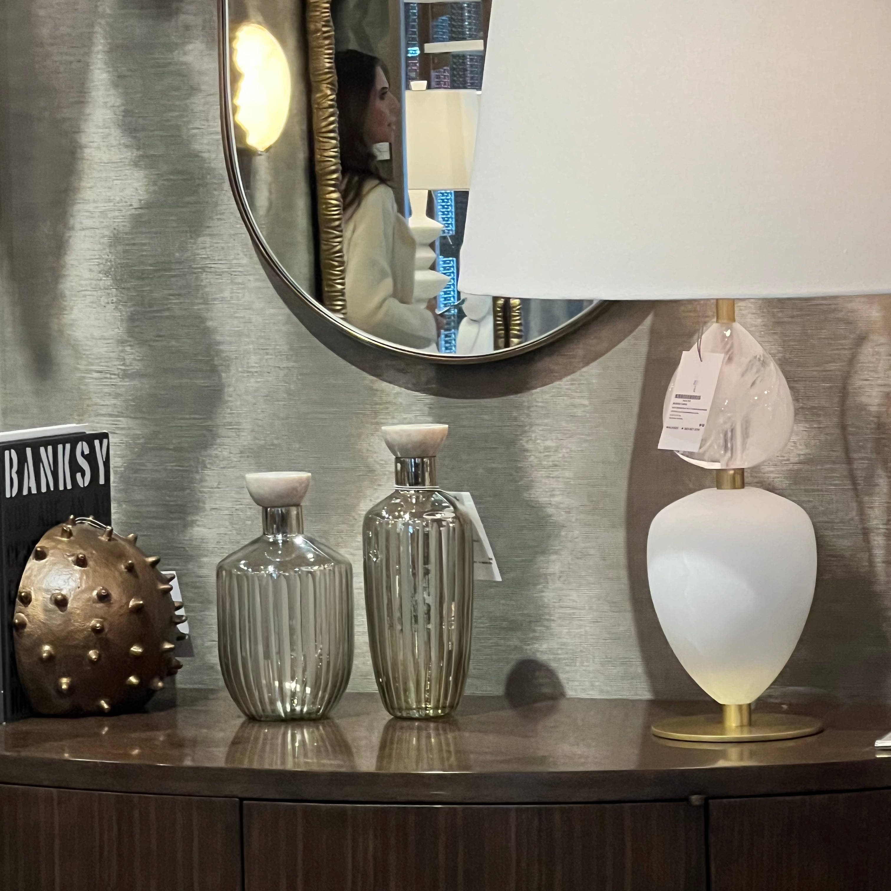 Premium Arielle Glass Decanters Set - Smoke Luster & Marble Finish for Wine, Whiskey & Liquor - Elegant Home Bar Accessories for Entertaining & Gifting