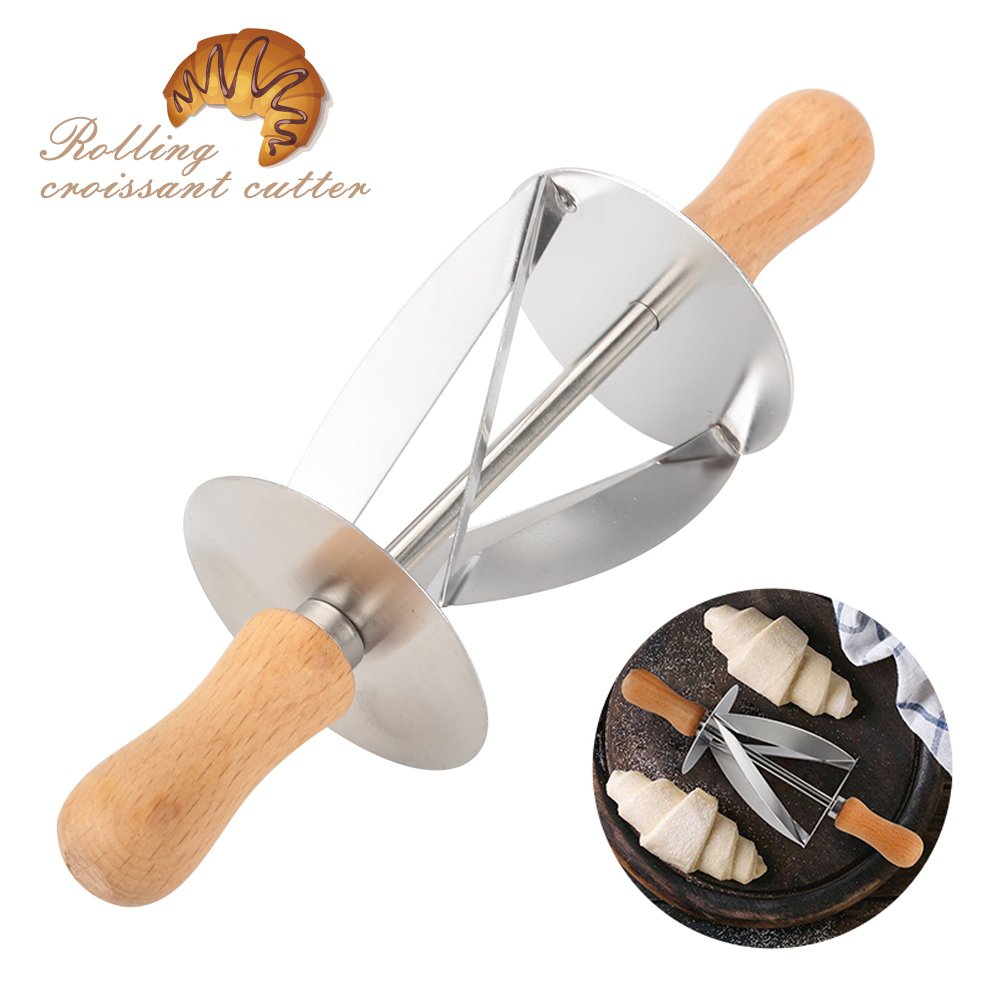 Alvinlite Stainless Steel Croissant Dough Cutter Roller - Professional Pastry & Bread Dough Slicer for Perfectly Shaped Croissants, Cakes & Pastries - Ideal for Home Baking, Commercial Kitchens & Pastry Shops