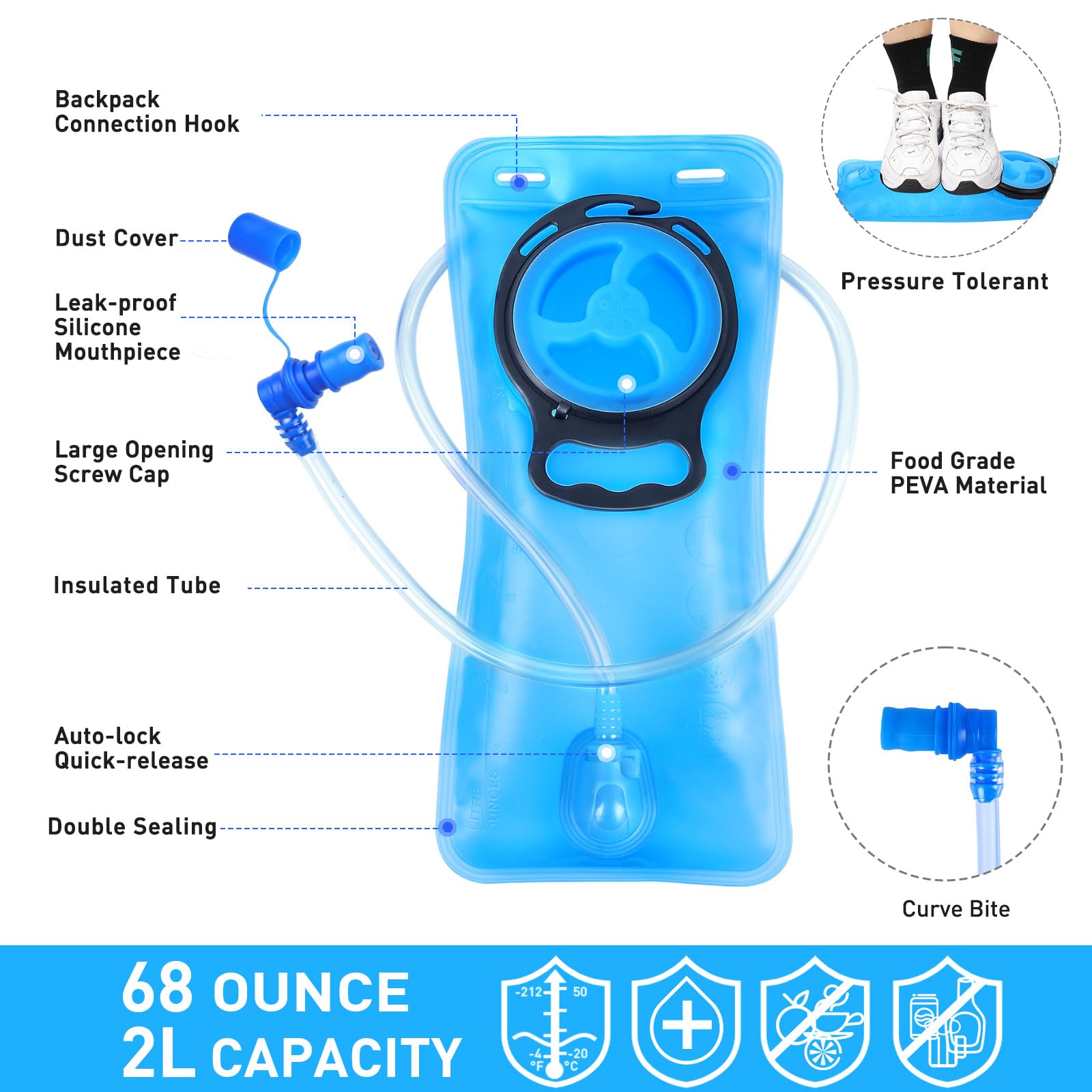 2L Hydration Pack with Lightweight Water Bladder - Best Rave & Festival Backpack for Hiking, Running, Biking | Stay Hydrated During Outdoor Adventures & Music Events
