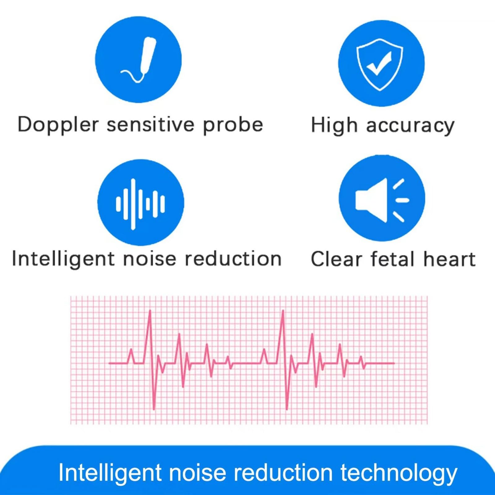 Portable Fetal Doppler Monitor for Home Use - Handheld Baby Heartbeat Detector, Easy to Use Pregnancy Accessory for Expecting Mothers (Perfect for Bonding & Tracking Baby's Health)