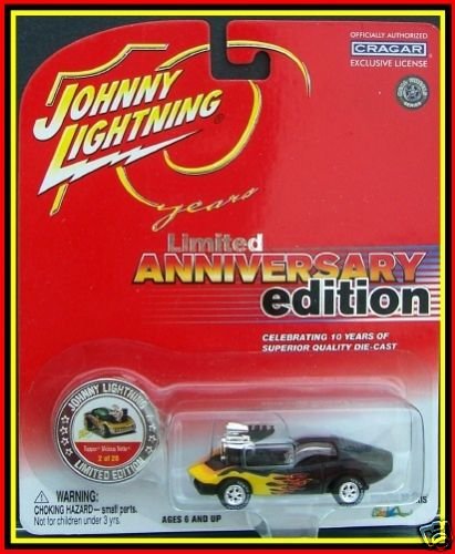 Johnny Lightning 10th Anniversary Limited Edition Vicious Vette Diecast Car - Black/Yellow Collectible Model (2/20) - Perfect for Display, Gifts & Car Enthusiast Collections