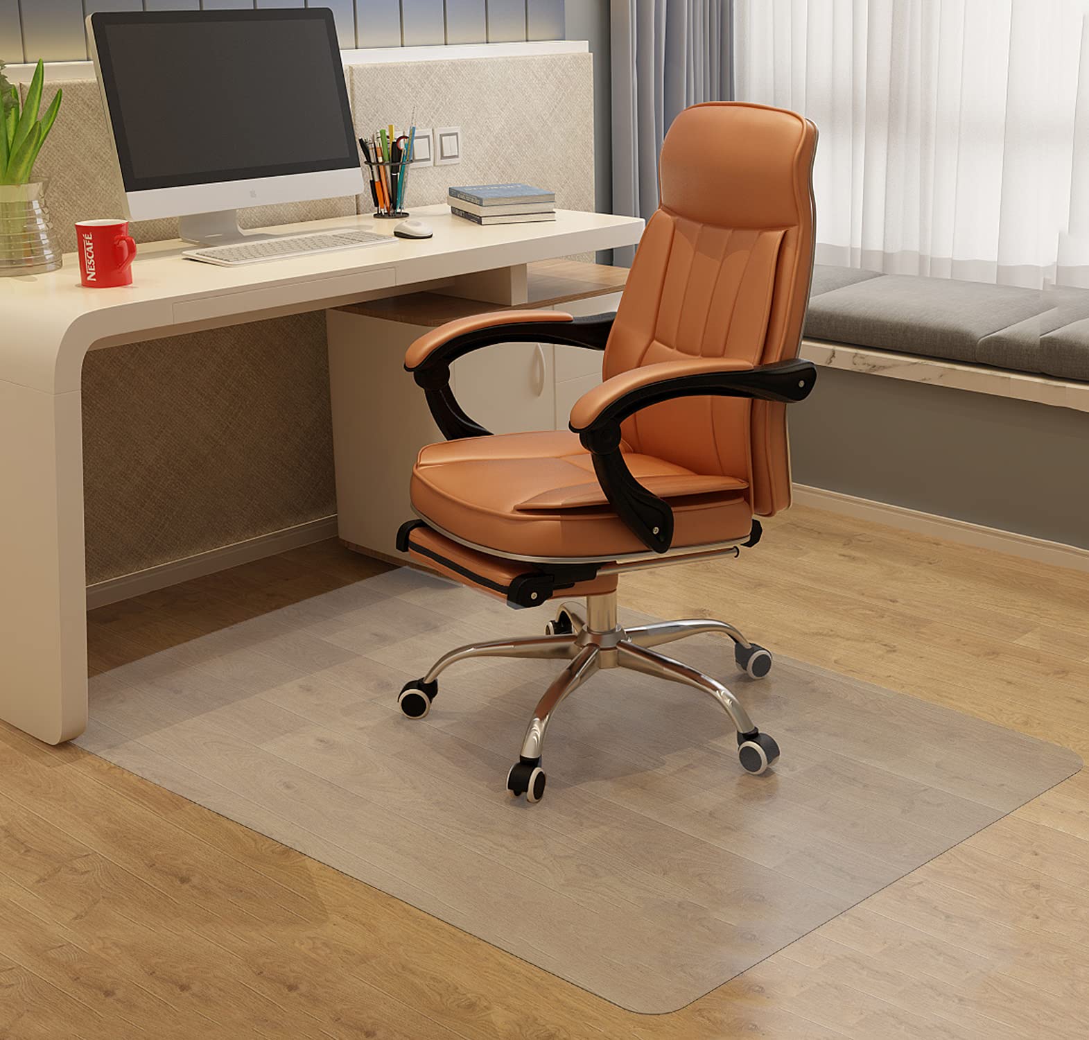 Clear 53”x 45” Hardwood Floor Chair Mat - Non-Slip Office Chair Mat for Computer Desk | Perfect for Home Office & Workspace Protection