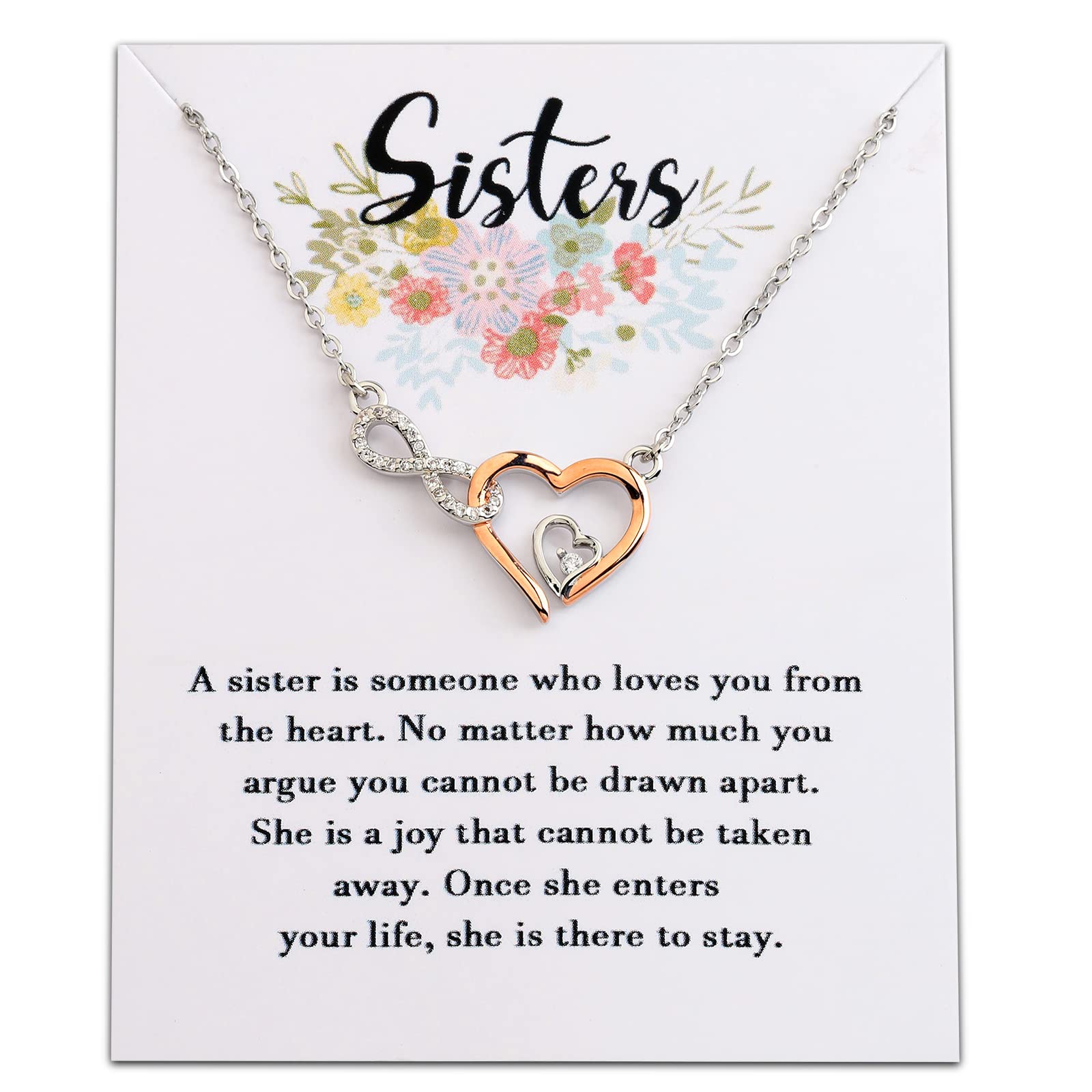 Best Friend Sister Necklace - Heartfelt Gift with Card for Sisters & BFFs - Perfect for Birthdays & Anniversaries