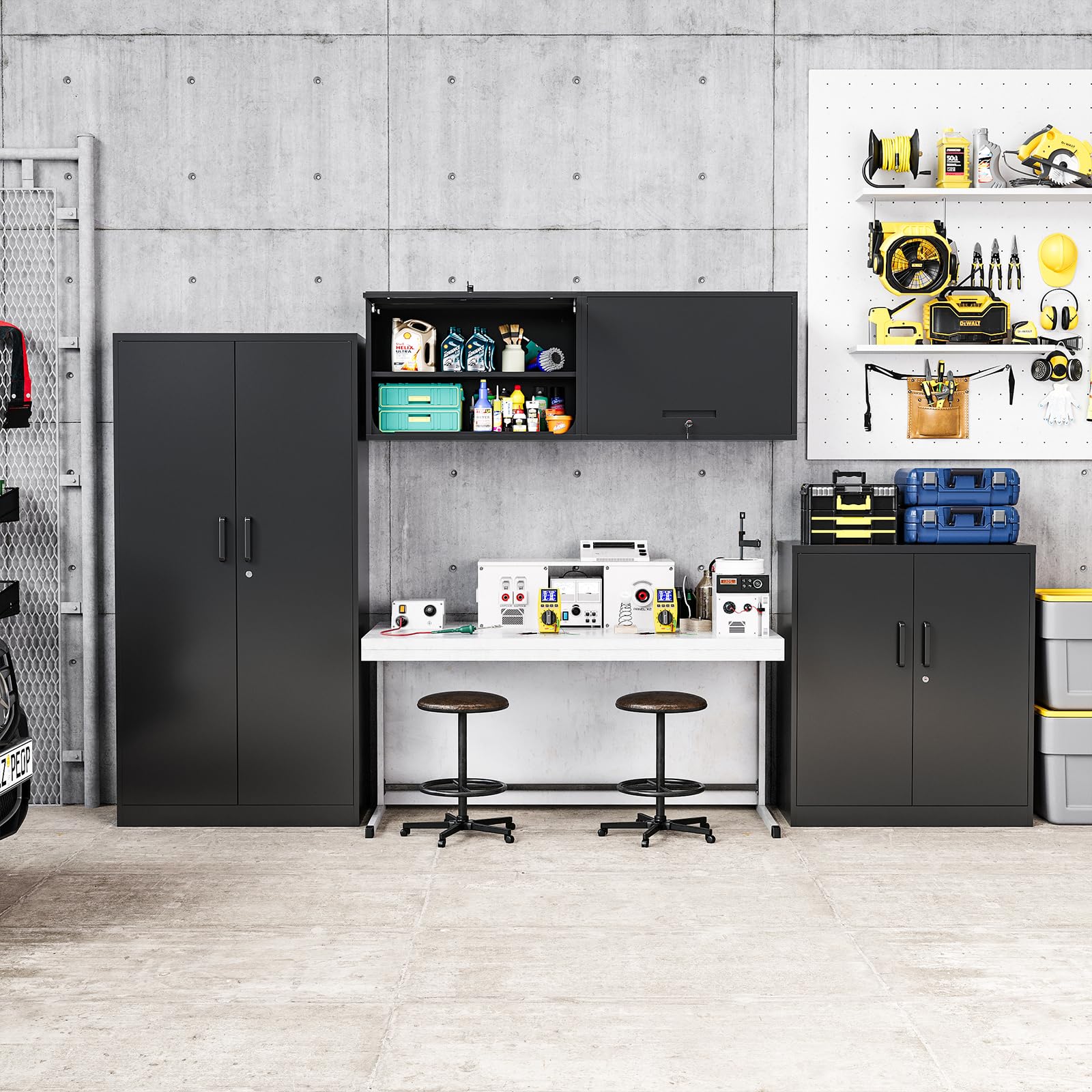 MIIIKO Wall Mounted Metal Cabinet with Locking Door and Adjustable Shelf - Garage Tool Storage, Home Office Organizer, Kitchen & Pantry Cabinet - Perfect for Organizing Tools, Supplies & Kitchen Essentials
