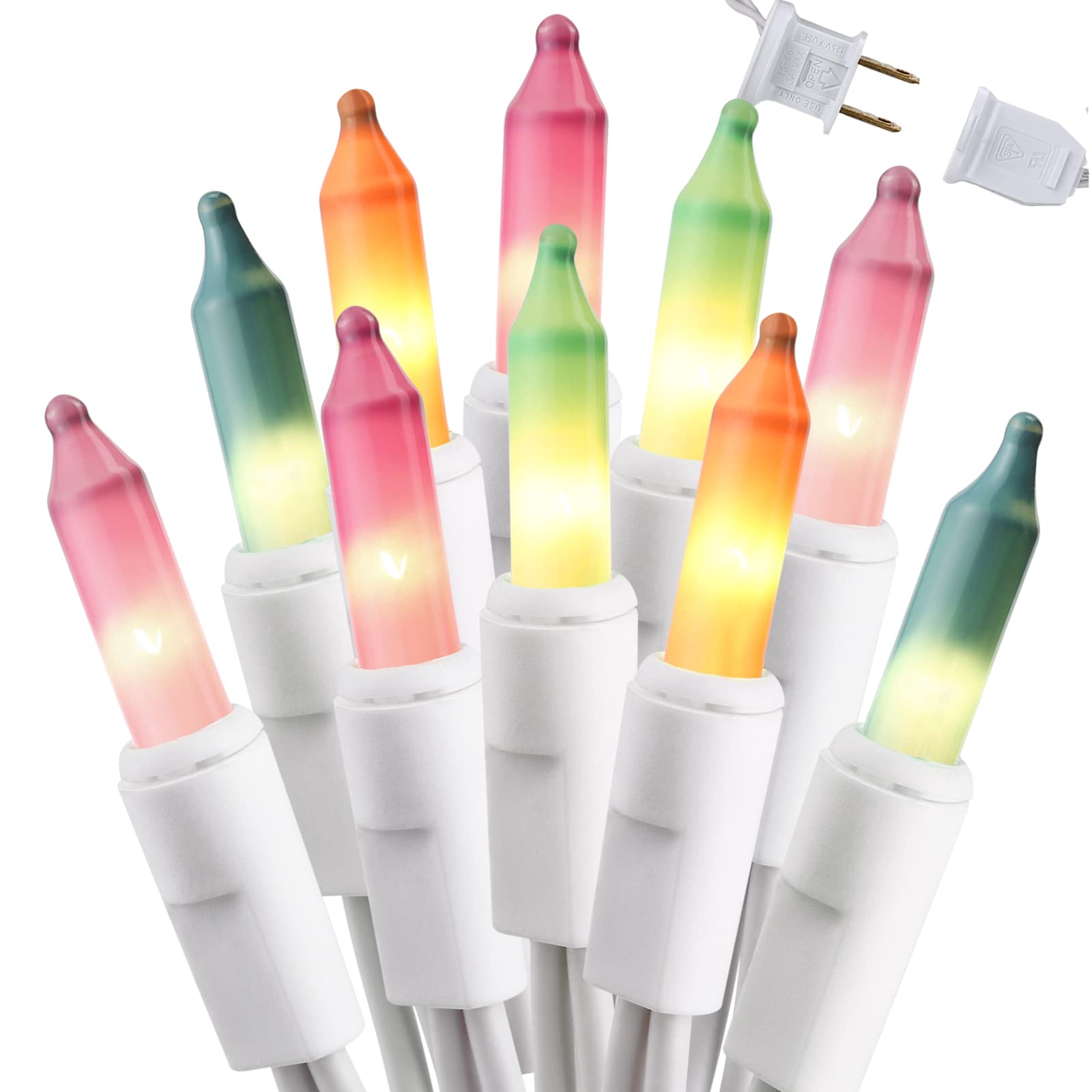Brizled Easter Lights - 150 Count 34.8ft Pastel String Lights with White Wire | UL Certified Connectable 120V Incandescent Outdoor/Indoor Lights | Perfect for Easter Tree Decor, Christmas Decorations, Bedroom Lighting & Party Decorations