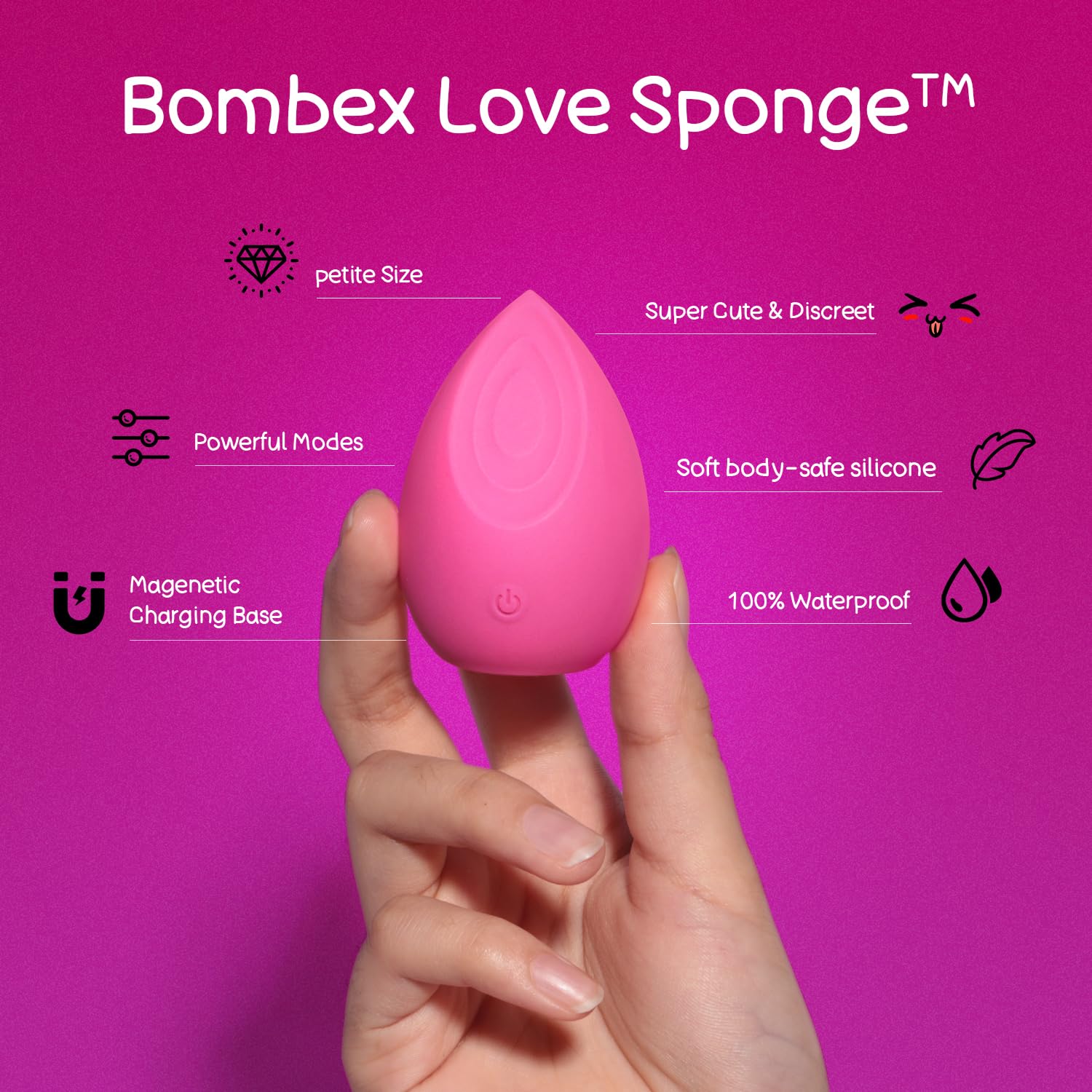 BOMBEX Mini Vibrator for Women - Discreet Rose Clitoral Stimulator, Small Vibrating Sex Toy for Couples & Solo Play, Rechargeable & Waterproof Adult Toy - Perfect for Travel & Romantic Nights