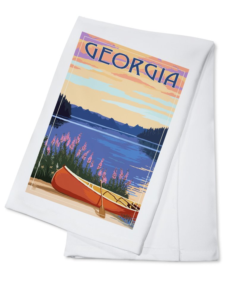 Georgia Canoe and Lake 100% Cotton Tea Towel - Decorative Hand Towel for Kitchen, Bathroom & Home Decor - Perfect for Dish Drying, Gift Giving and Rustic Farmhouse Style