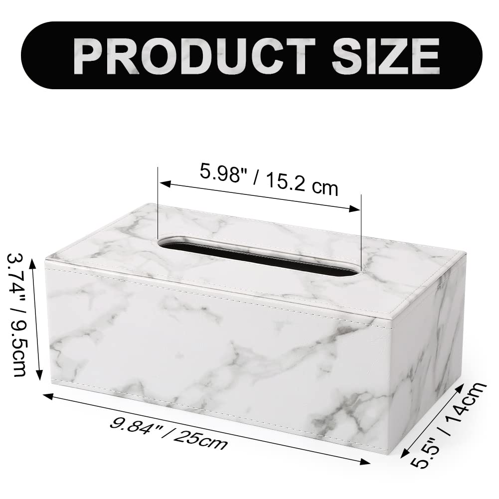 KINGFOM Rectangular PU Leather Tissue Box Cover - Magnetic Bottom Gray Marble Napkin Holder for Bathroom, Home, Office & Car - Durable & Stylish Decorative Tissue Paper Organizer for Living Room, Bedroom, Kitchen & Automotive Interior