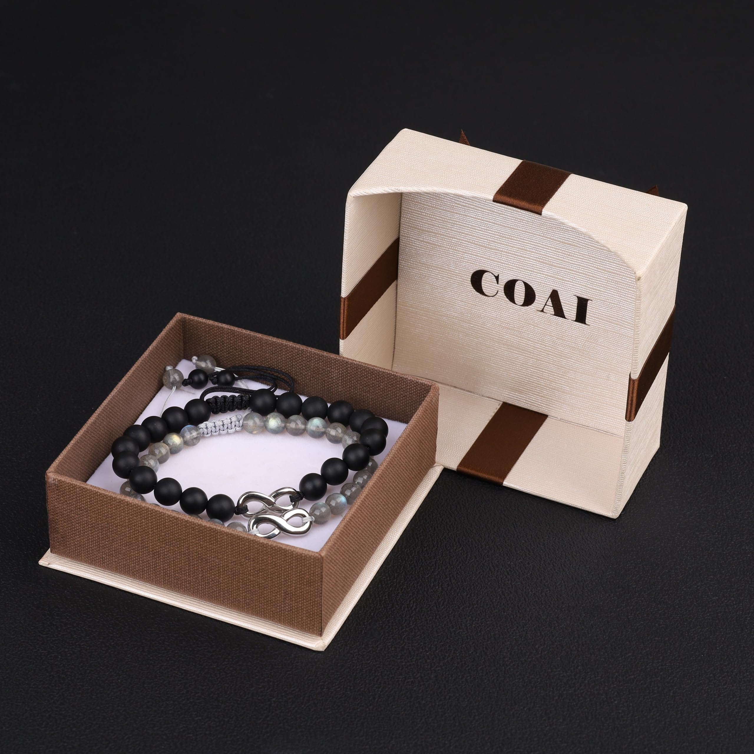 COAI Infinity His and Hers Stone Matching Couples Bracelets - Romantic Jewelry Gift for Couples, Boyfriend & Girlfriend - Perfect for Anniversaries, Valentine's Day & Date Nights
