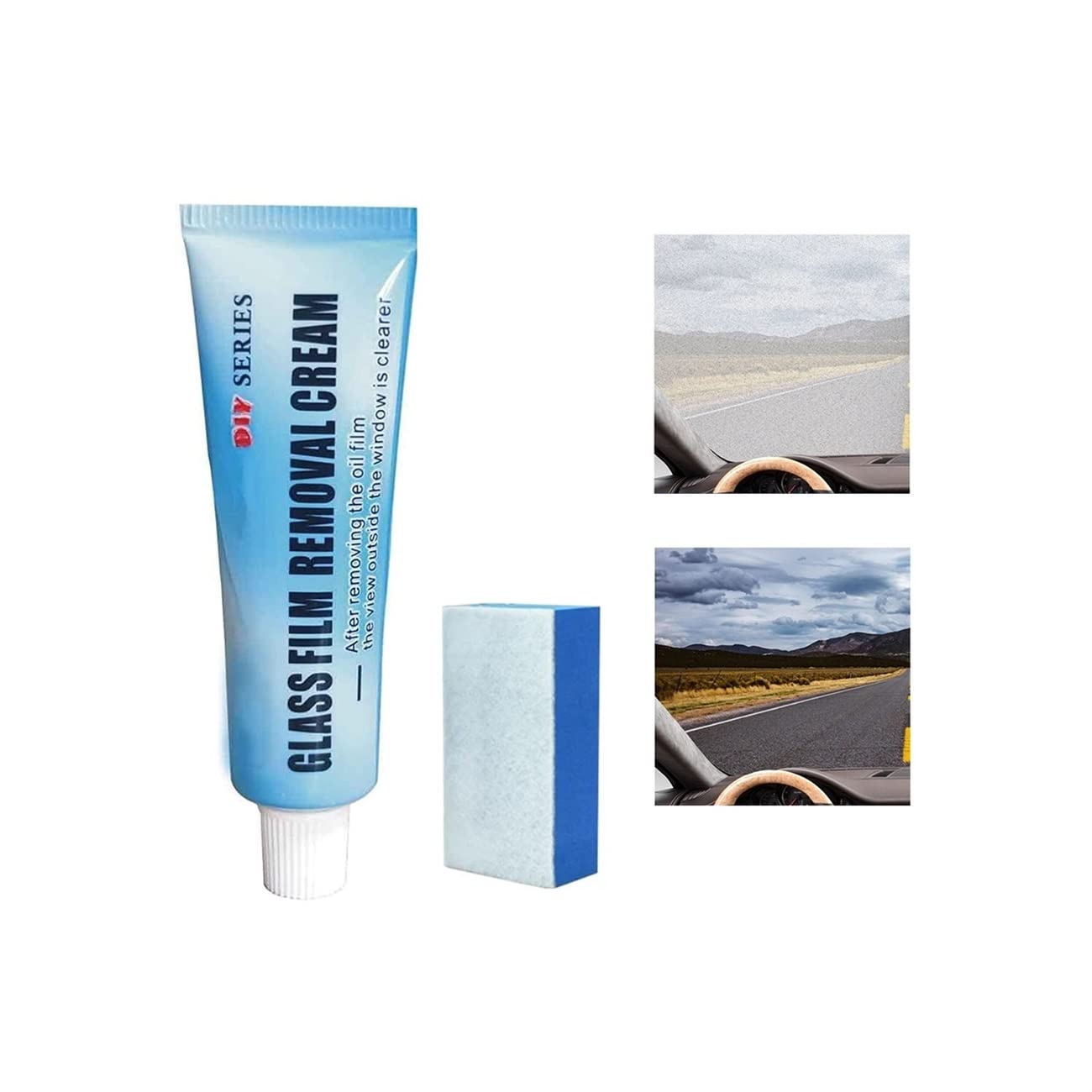 2023 New Model Car Glass Oil Film Cleaner with Sponge - Windshield Cleaning Paste, Water Spot Remover & Long-Lasting Protection (1PC) | Perfect for Auto Detailing, DIY Car Care & Professional Window Cleaning