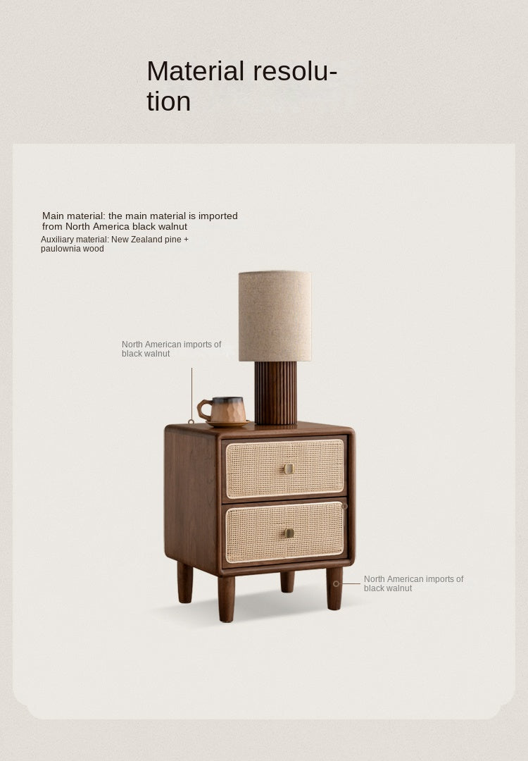 Premium Black Walnut Solid Wood Nightstand - Modern Bedside Table with Drawer for Bedroom, Living Room, or Guest Room - Durable & Stylish Home Furniture