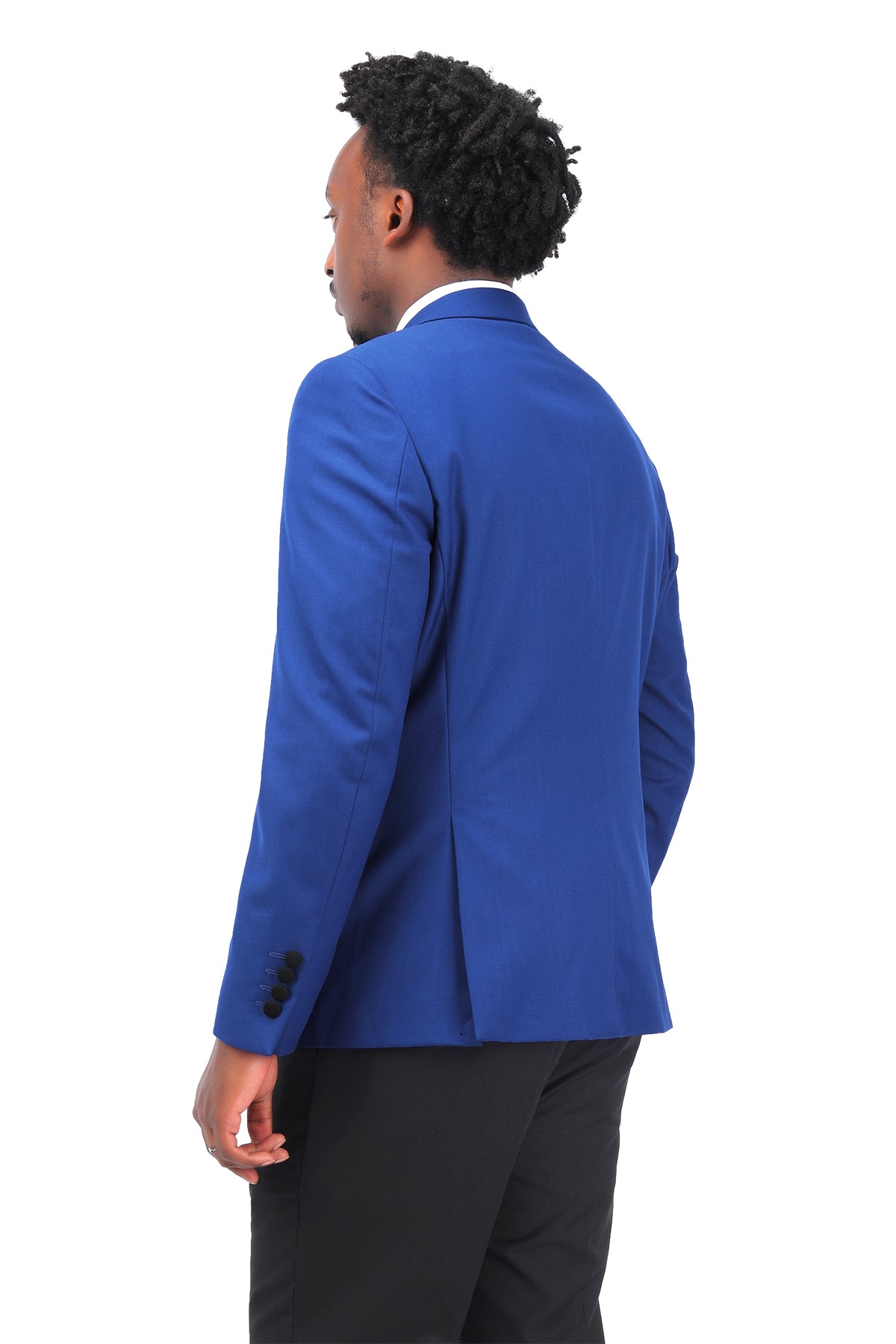 3 Piece Men's Slim Fit One Button Peaked Lapel Tuxedo Suit in Navy Blue | Formal Wedding, Prom & Business Attire