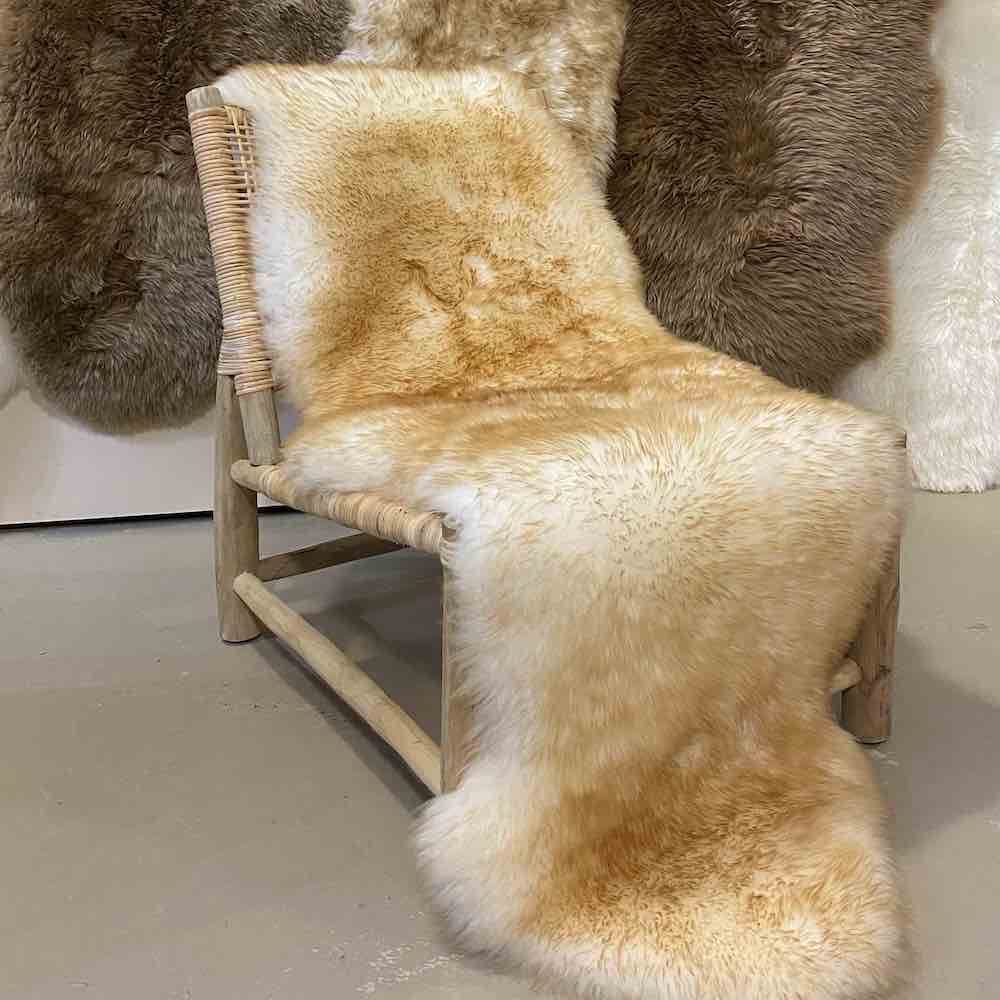 Premium Genuine Australian Sheepskin Rug - Natural Luxury Fluffy Lambskin Fur Area Rug (2' x 6' Brown Tipped) for Bedroom, Sofa, Chair Cover & Pet Mat - Double Pelt Soft Home Decor for Kids Room, Living Room & Nursery
