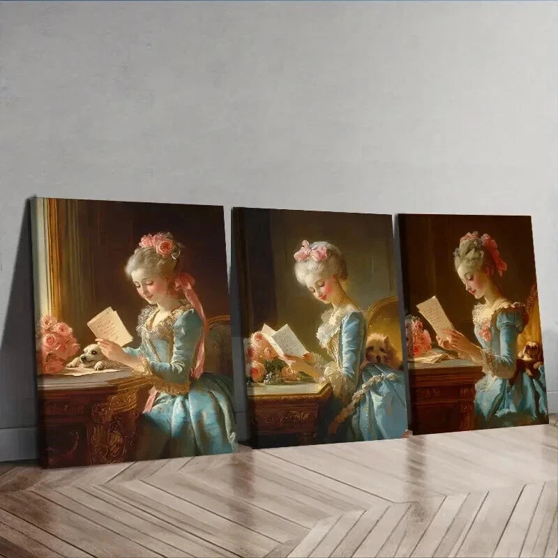 3-Piece Afternoon Time Girl Wall Art Set - Framed Canvas Prints 50x70cm - High Quality Australian Made - Ready to Hang - Perfect for Living Room, Bedroom & Office Decor