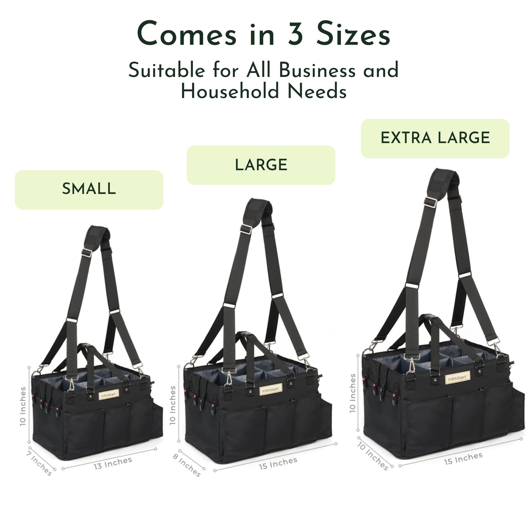 **FifthStart Multi-Purpose Cleaning Caddy with Waist & Shoulder Strap – 9-Pocket Tote Organizer for Housekeeping, Gardening, Fishing & Bathroom Storage | Adjustable Compartments, Large Black Utility Caddy with Handle | Perfect for Home, Office & Outdoor Use**