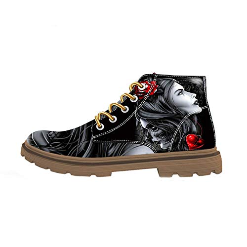 FIRST DANCE Women's Gothic Boots - Skull & Clown Face Print Ankle Boots, Black Fashion Shoes for Women | Perfect for Halloween, Cosplay, Witch Costumes & Alternative Fashion Outfits