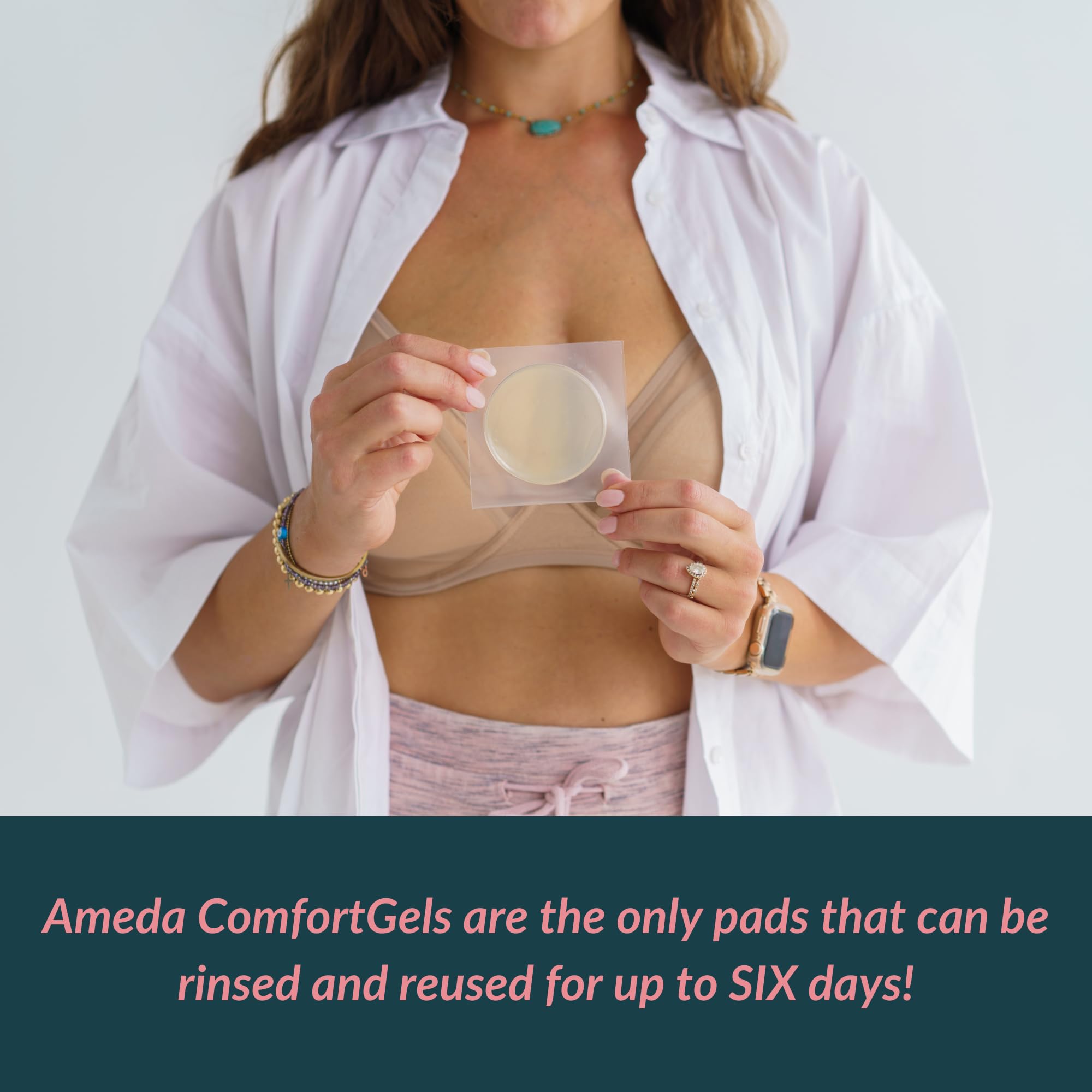 Ameda ComfortGel HydroGel Soothing Nursing Pads - Reusable Cooling Breast Pads for Breastfeeding Moms | 2 Pairs (4 Count) | Soothe Sore Nipples & Provide Instant Relief | Perfect for Postpartum Care & Nursing Comfort