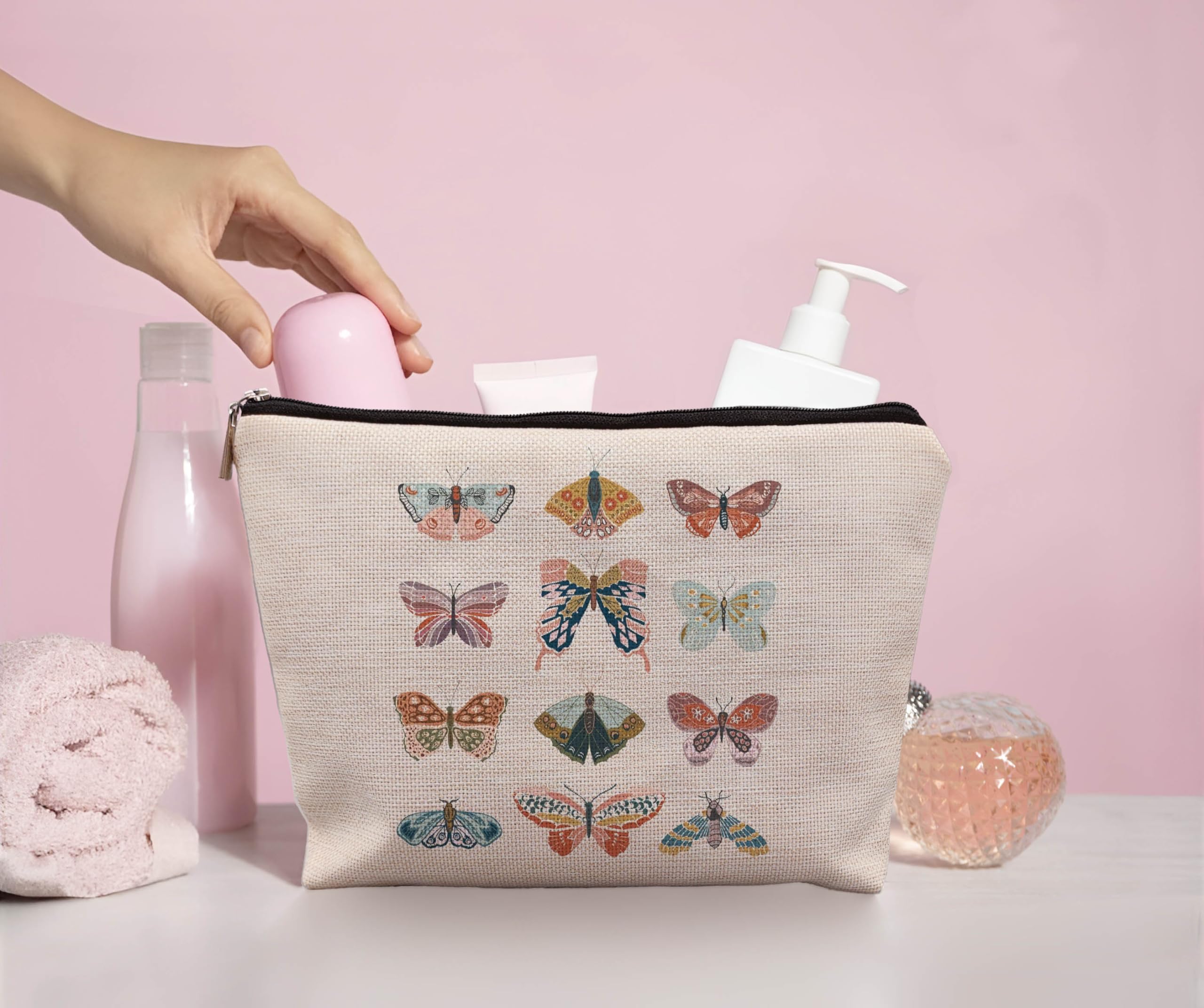 Butterfly Makeup Bag for Women & Girls - Cute Cosmetic Pouch for Travel, Gifts for Mom, Ladies, Teens - Perfect for Makeup Storage, Toiletries, and Daily Essentials