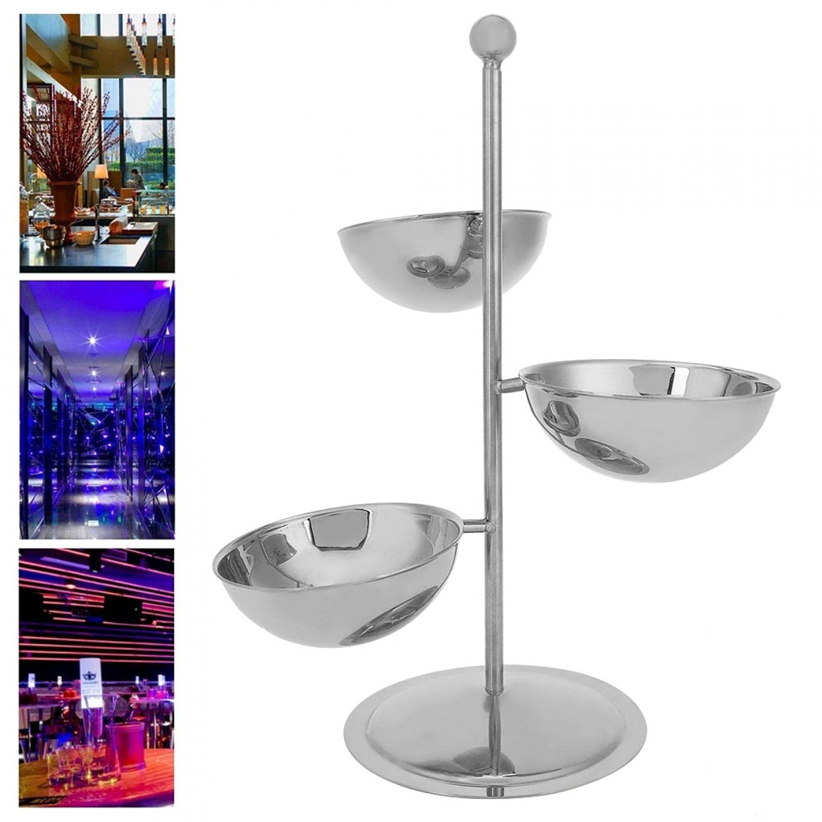 European Style Multi-Layer Stainless Steel Fruit Tray - Elegant Snack Dish for Desserts, Cookies & Fruits | Perfect for Home, Hotel, KTV & Party Decor (Silver)