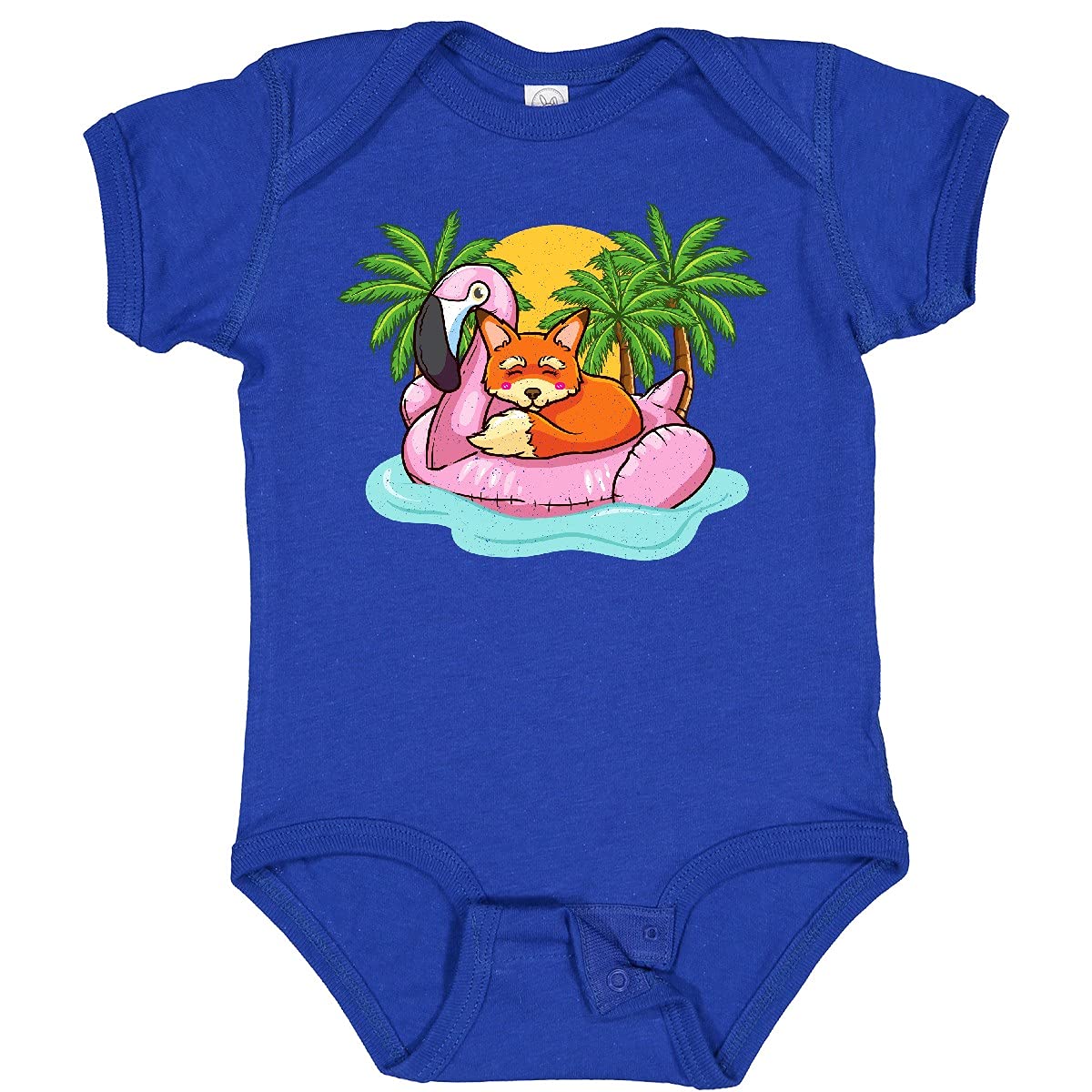 Inktastic Fox Flamingo Tropical Beach Vacation Baby Bodysuit - Cute Animal Print Onesie for Boys & Girls - Perfect for Summer Outings, Beach Trips and Photo Shoots