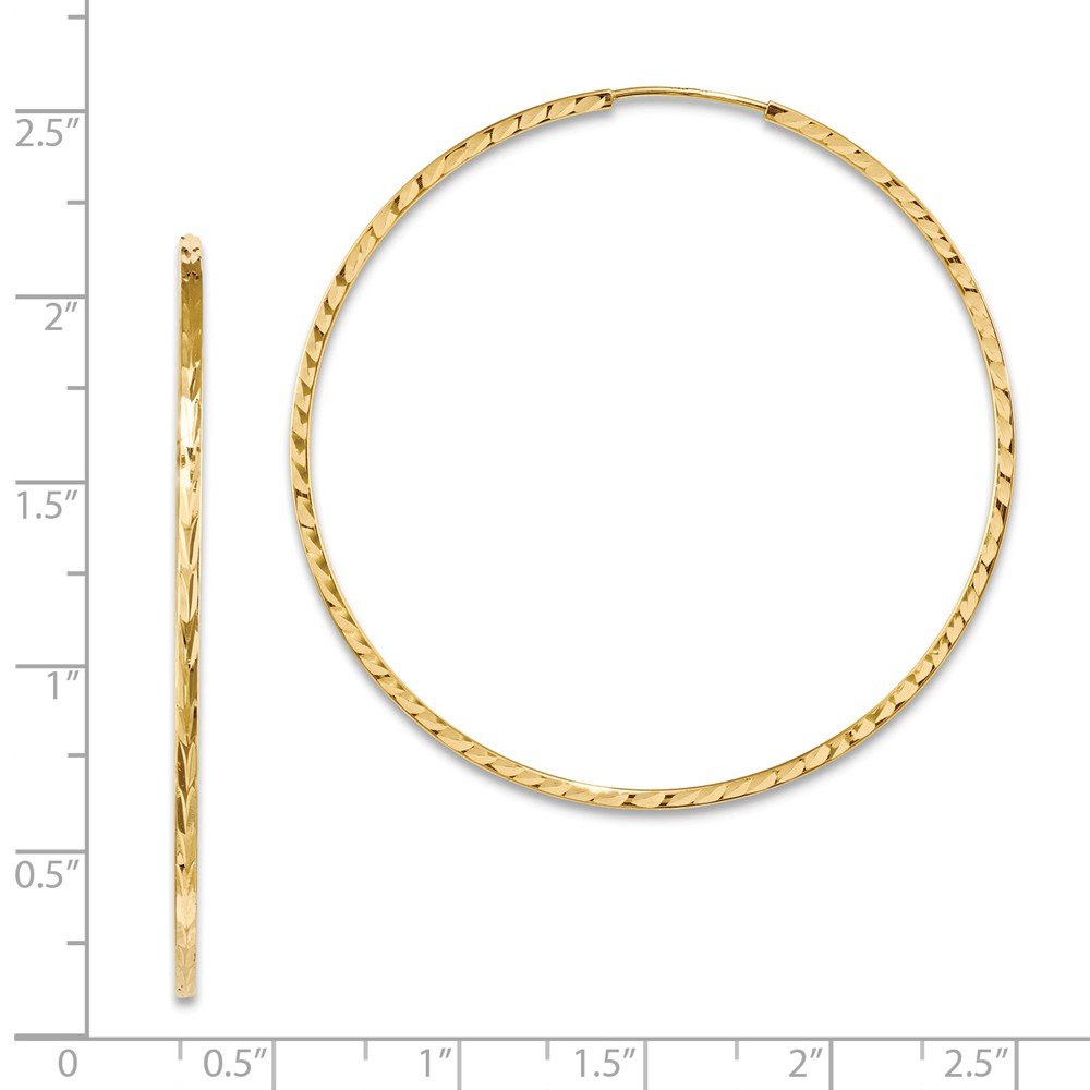 14K Yellow Gold Shiny-Cut Square Tube Endless Hoop Earrings for Women - Minimalist Luxury Jewelry Gift for Her - Perfect for Everyday Wear, Parties & Special Occasions