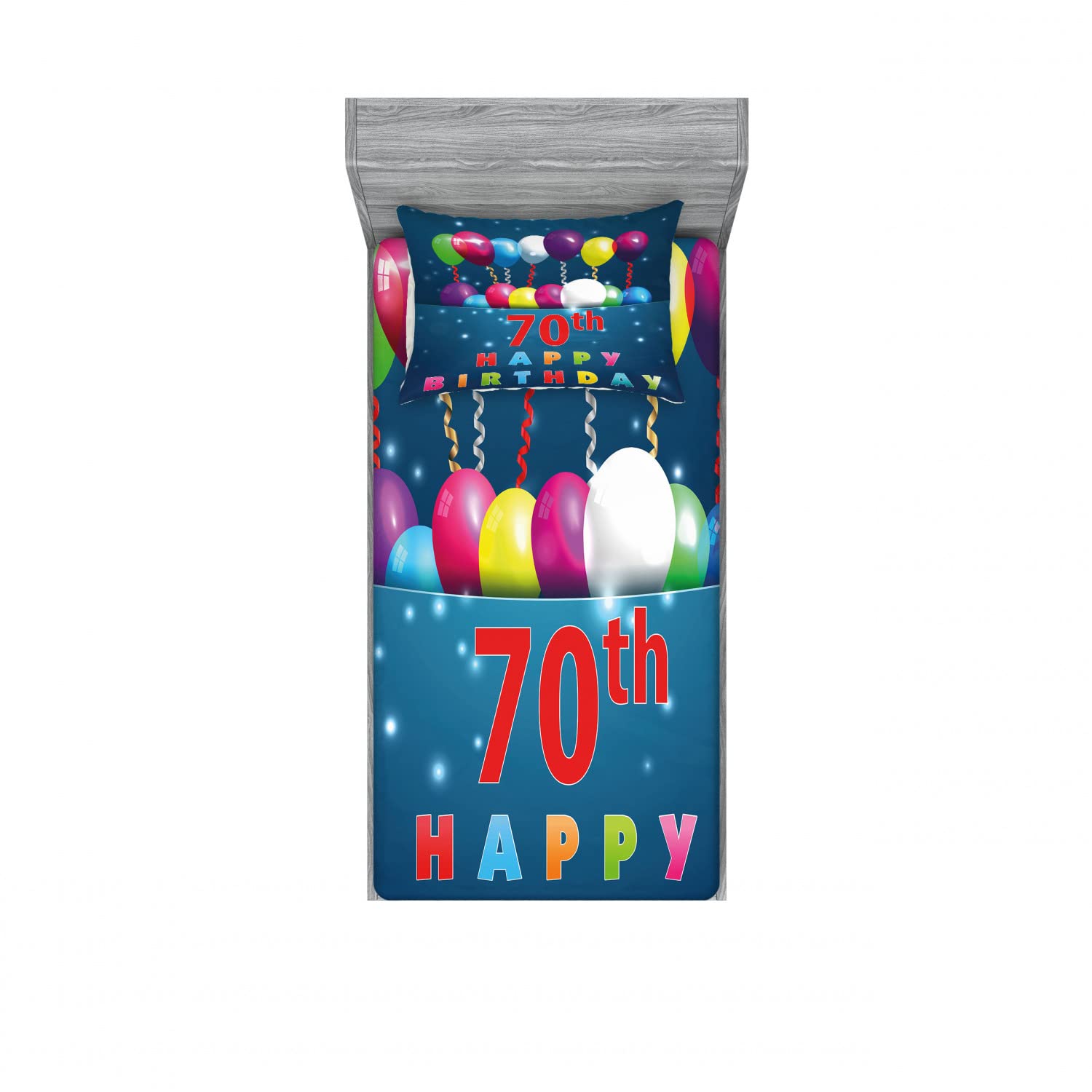 Ambesonne 2-Pack Twin XL Fitted Sheets & Pillow Sham Set - Colorful Balloon Party Bedding Decor (4-Piece Set) | Perfect for Kids' Rooms, Dorm Essentials, and Themed Birthday Party Decorations