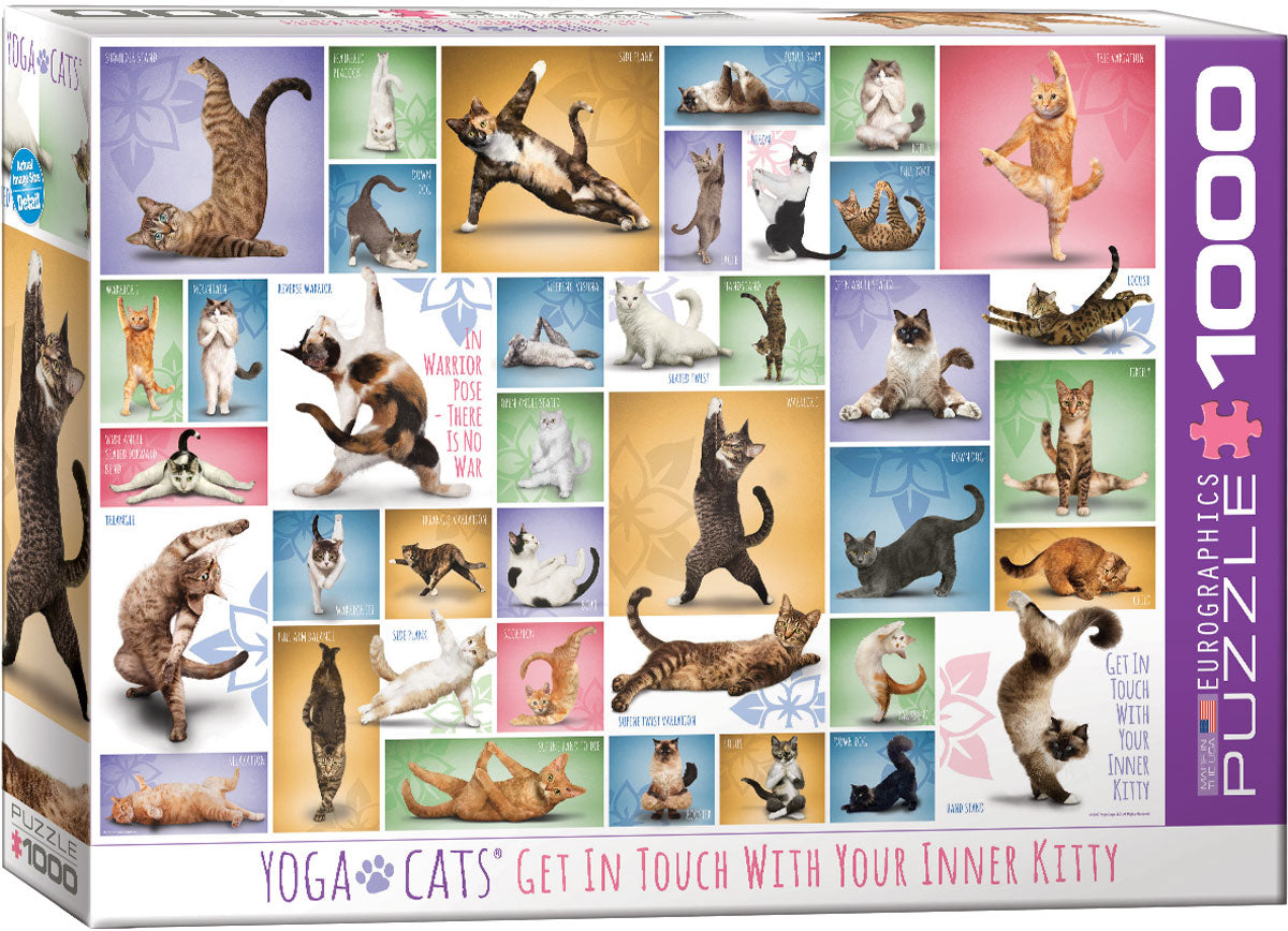 Eurographics 1000-Piece Jigsaw Puzzle - Yoga Cats Collection | Challenging Adult Puzzle for Relaxation & Stress Relief | Perfect Gift for Cat Lovers & Yoga Enthusiasts | Home Decor & Family Game Night Activity