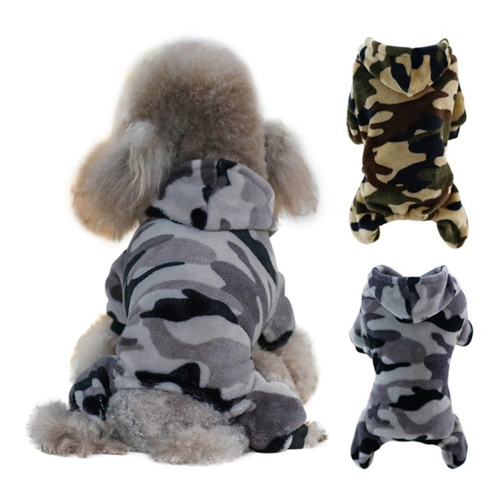 Camouflage Dog Hoodie - Warm Puppy Jumpsuit for Small & Medium Dogs | Cozy Chihuahua Outfit for Winter Walks & Outdoor Adventures