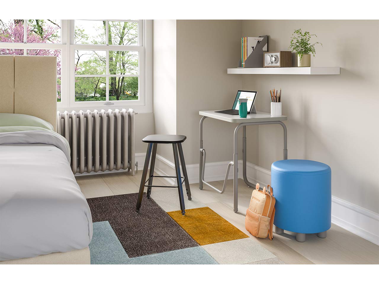 Safco Products AlphaBetter 2.0 Adjustable Height Student Desk with Swinging Footrest - Sit to Stand School & Home Study Desk (29