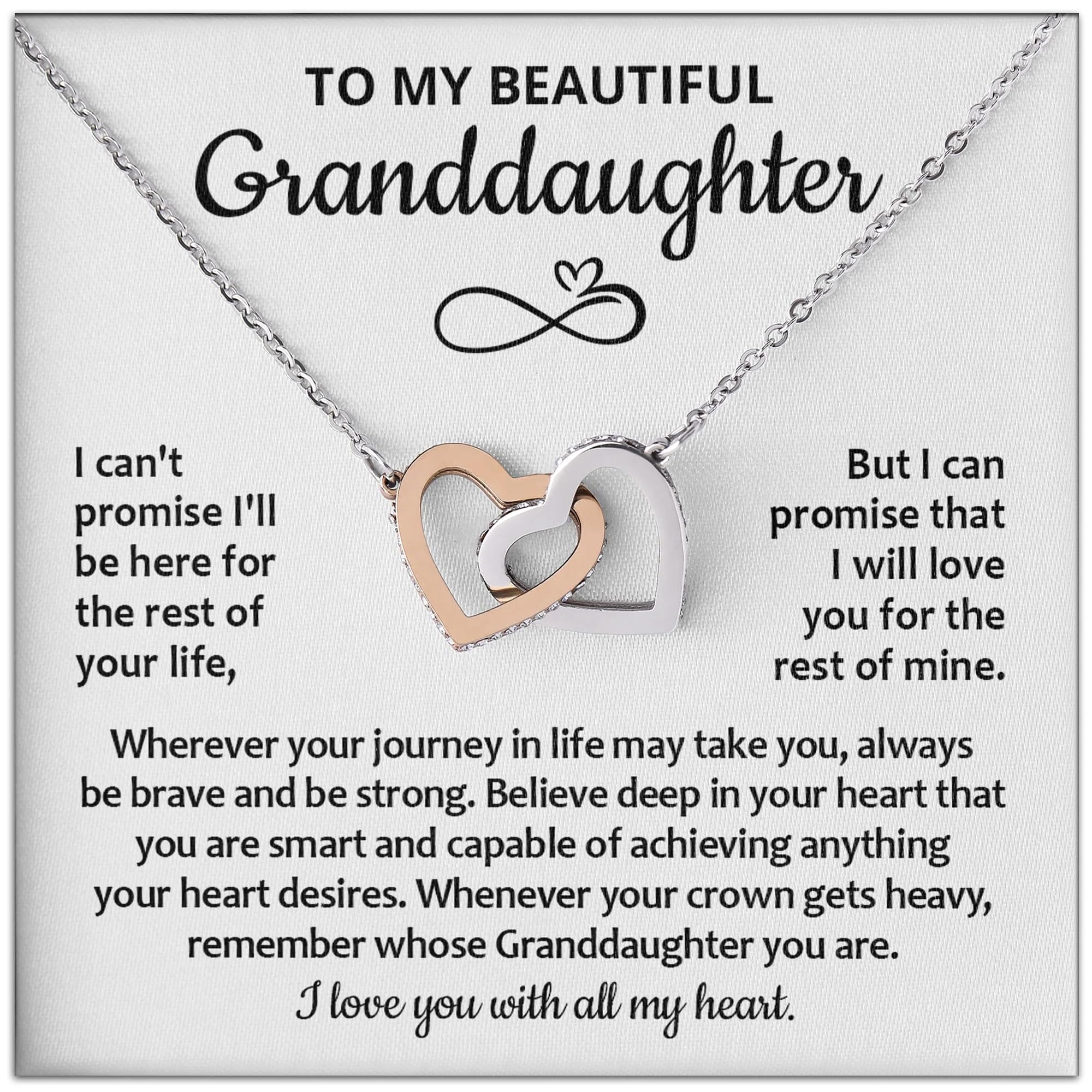 Interlocking Heart Necklace for Granddaughter - Meaningful Jewelry Gift from Grandma or Grandpa | Birthday & Graduation Present | Perfect for Special Occasions & Family Bonding