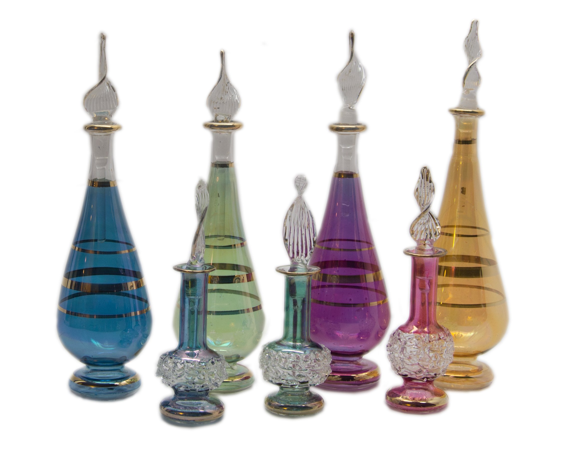Set of 7 Egyptian Perfume Bottles - Handcrafted Glass Florence Collection for Essential Oils & Fragrances | Perfect for Home Decor, Gift Giving & Aromatherapy