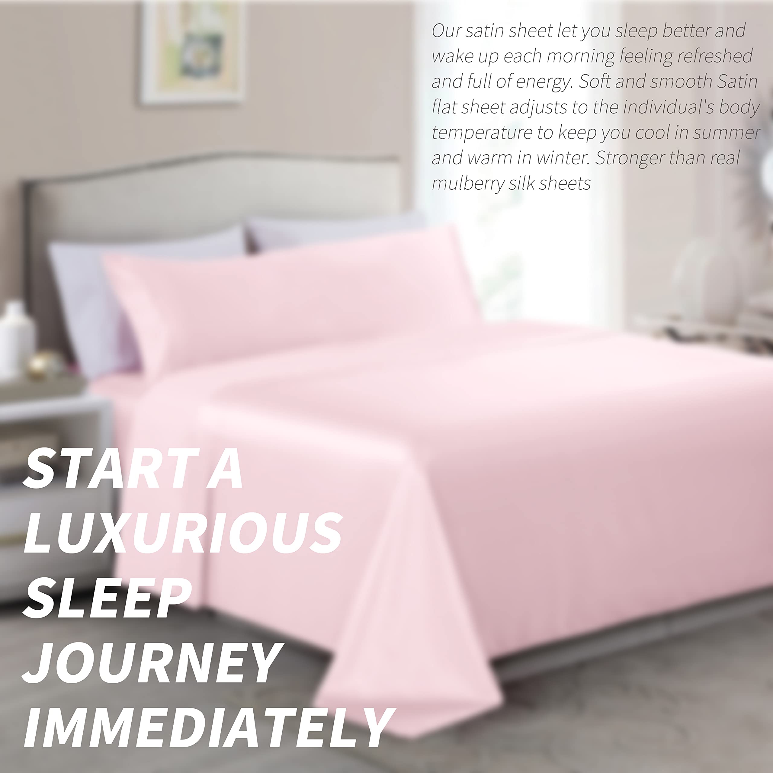 Cooling Satin Body Pillow Cover 20x54 Inches - Soft Silky Blush Pink Pillowcase with Envelope Closure for Adults - Perfect for Hot Sleepers, Pregnancy Support & Bedroom Decor