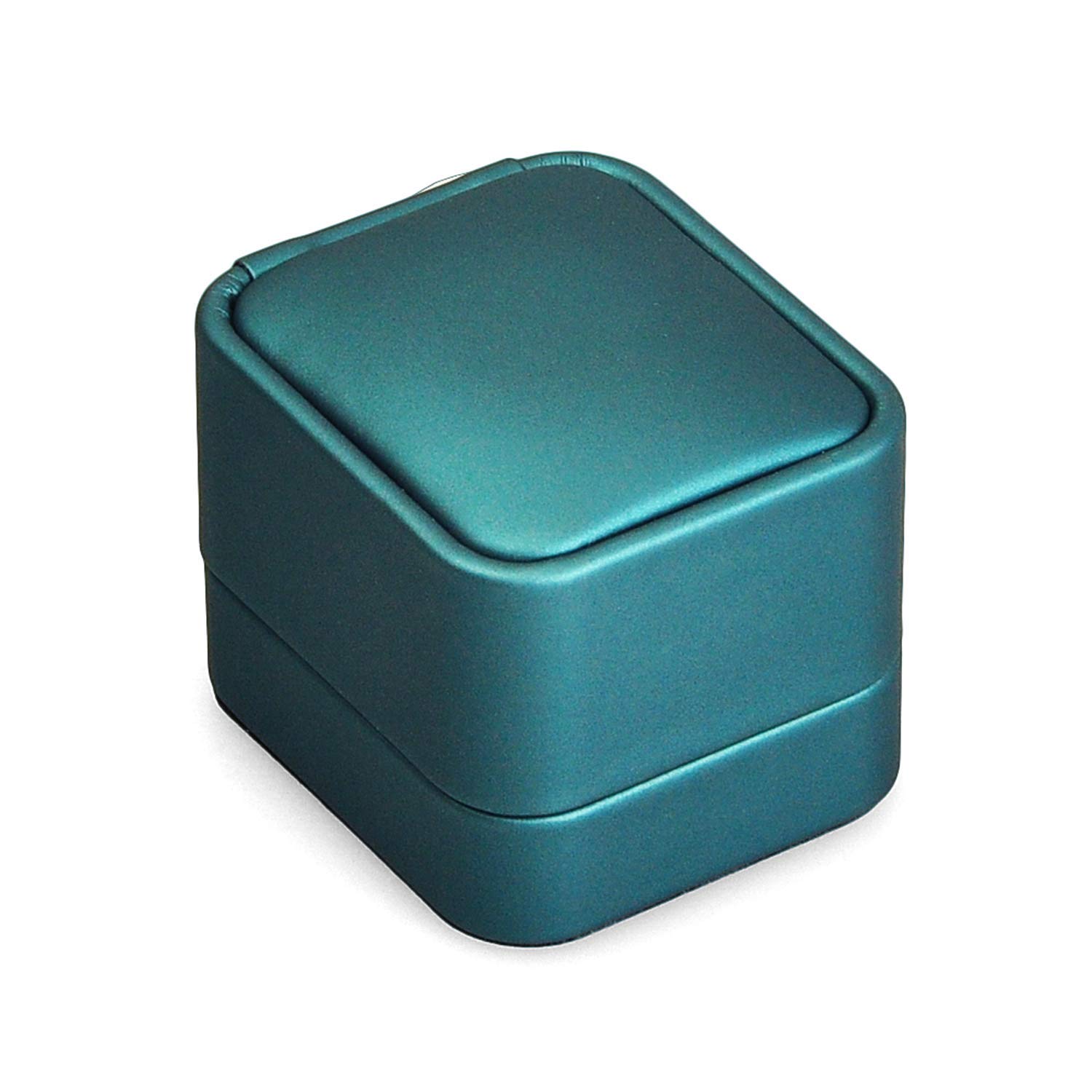 Premium Green Leather Ring Box - Small Vintage Jewelry Presentation Case for Proposal, Engagement & Wedding - Perfect for Romantic Surprises & Gift Giving