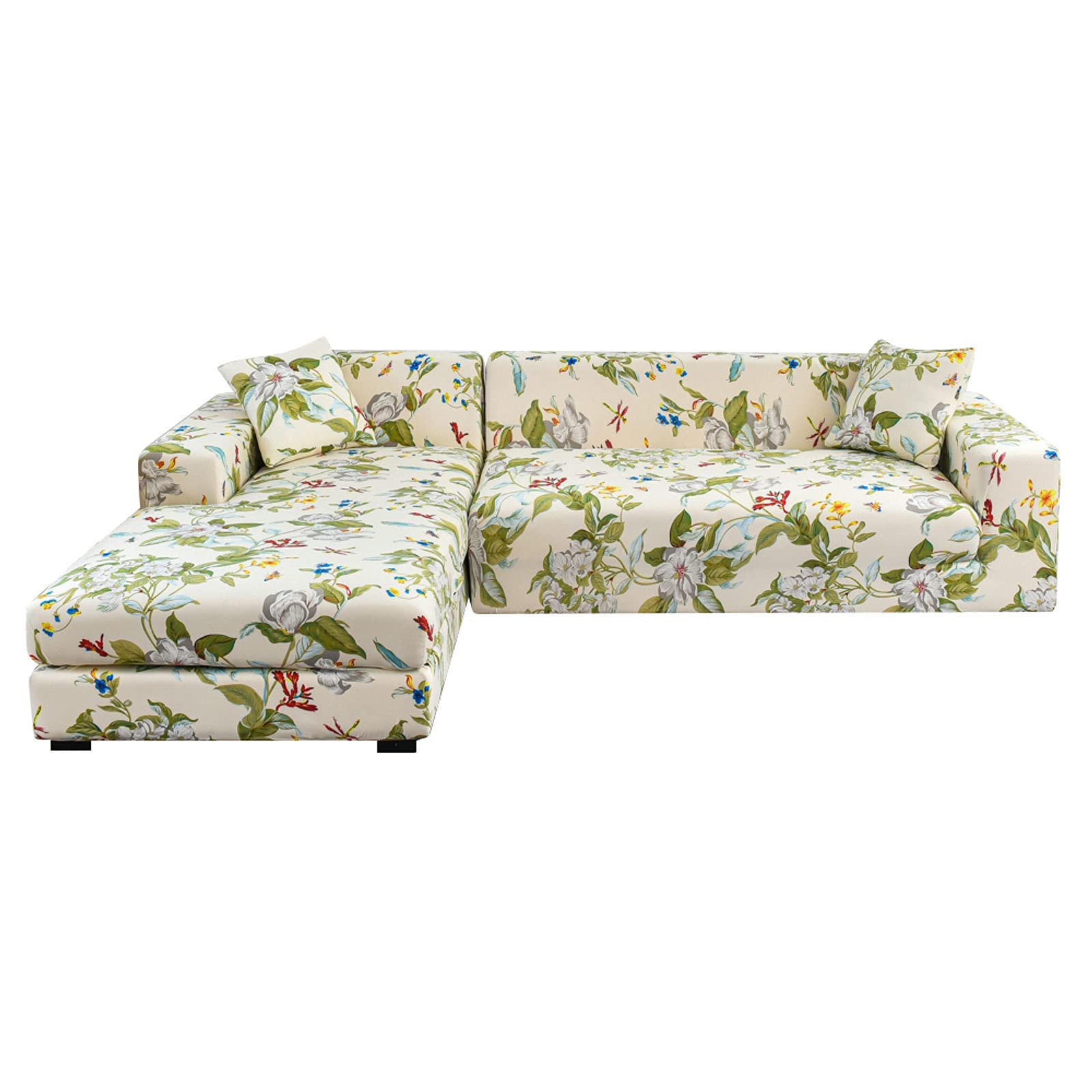 L-Shaped Sofa Cover 2-Piece Set - Stretchable Spandex Sectional Couch Slipcover, Washable Furniture Protector for 3+3 Seater Living Room Couches | Perfect for Pets, Kids & Everyday Use