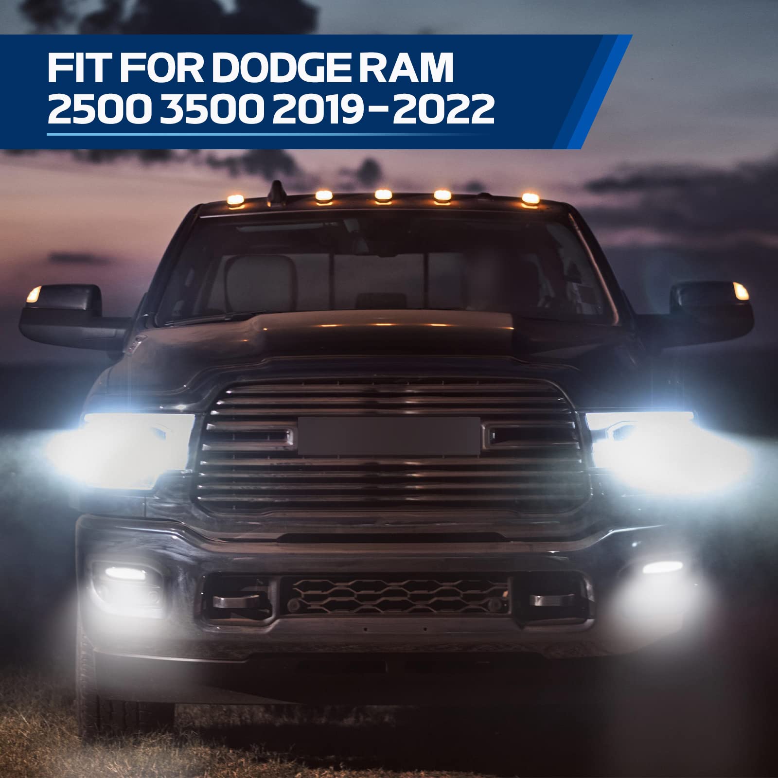 LED Fog Lights for Dodge Ram 2500 3500 (2019-2022) - Front Bumper Fog Light Assembly with Lamp Bracket, Wiring & Switch | Off-Road Driving, Night Visibility Enhancement
