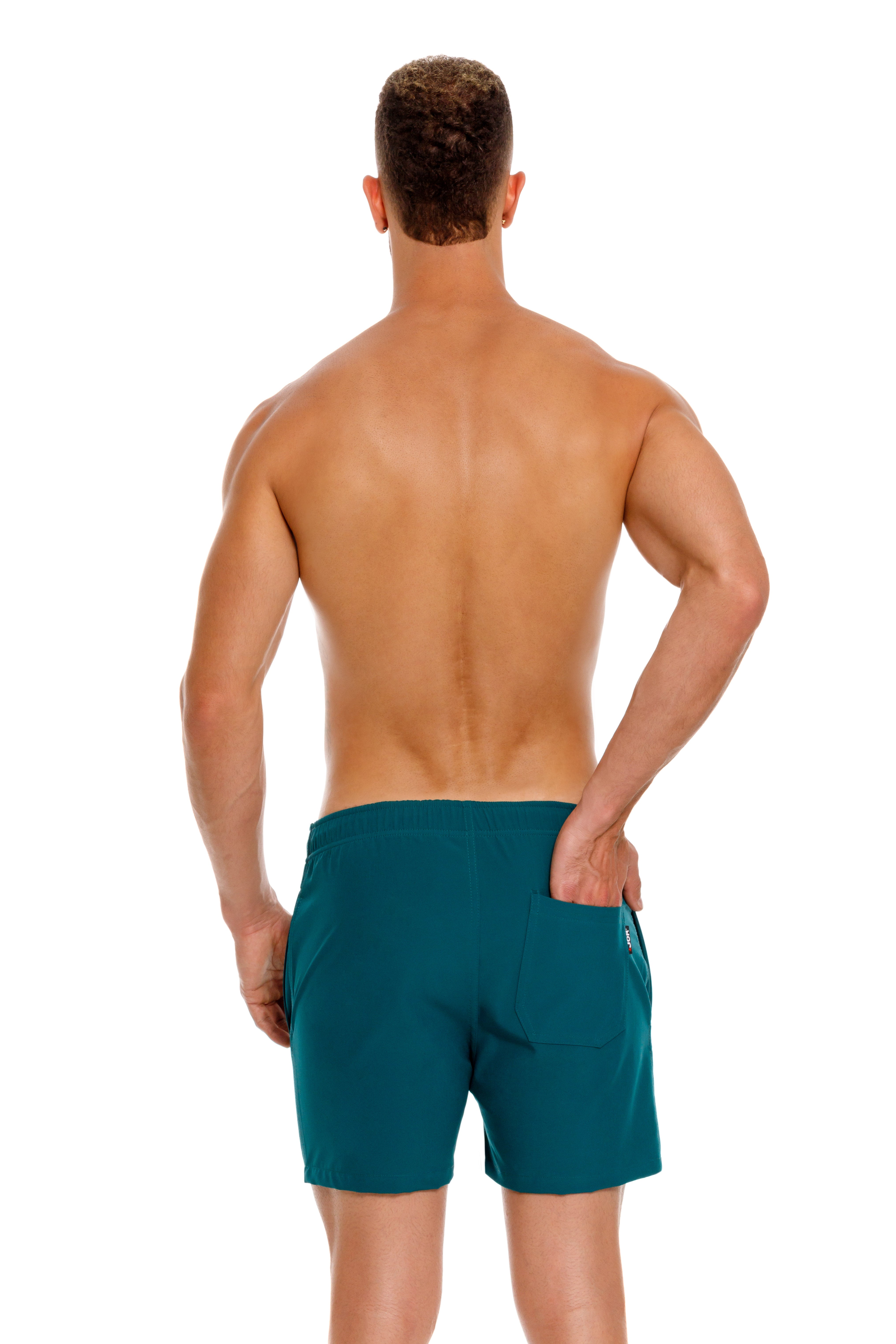 JOR Brixton 4 Swim Shorts for Men - Quick Dry Green Swim Trunks with Mesh Lining - Perfect for Beach, Pool, and Water Sports