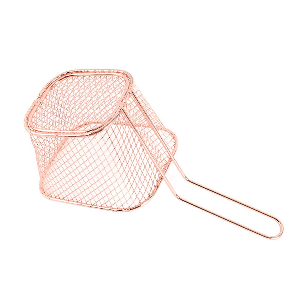 Stainless Steel Mini Square Fry Basket for French Fries - Kitchen & Restaurant Cooking Colander Tool, Serving Basket (Copper) - Perfect for Deep Frying, Snack Serving & Food Preparation