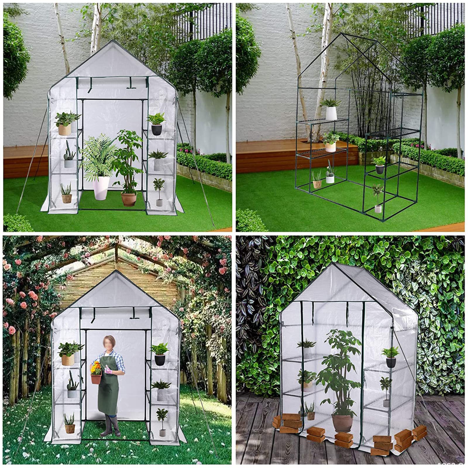 Mini Greenhouse for Outdoors - Portable Walk-in Greenhouse with Ground Pegs & Ropes | Backyard Gardening, Seed Starting, Plant Protection