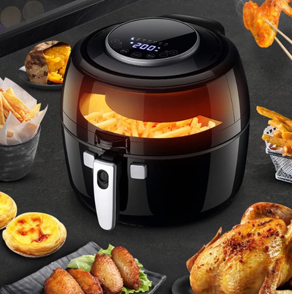 **1350W Digital Air Fryer with LED Touch Screen & Precise Temperature Control - Nonstick Detachable Basket, Auto Shut Off - Perfect for Healthy Frying, Baking, Roasting & Reheating - Black**