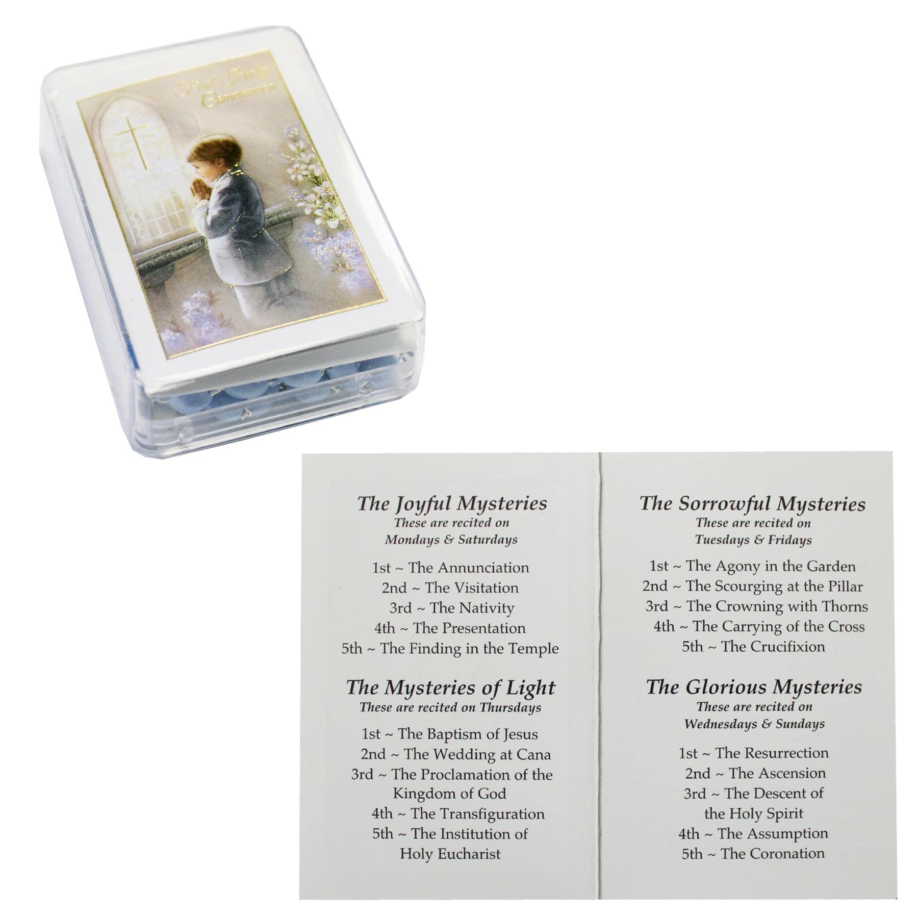 First Holy Communion Rosary and Prayer Guide Gift Set for Boys - Blue 1438 | Perfect for First Communion Ceremonies, Religious Gifts, and Catholic Sacraments