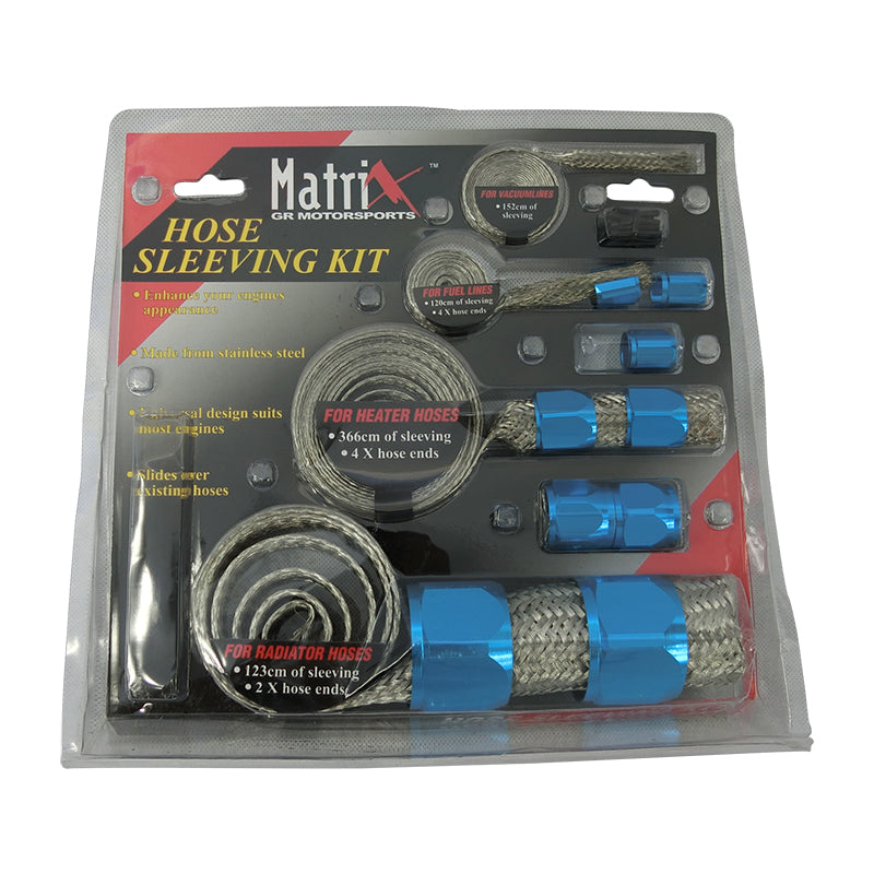 Anodized Blue Braided Hose Kit with Sleeves - MX890B - Perfect for Automotive, Motorcycle & Plumbing Applications