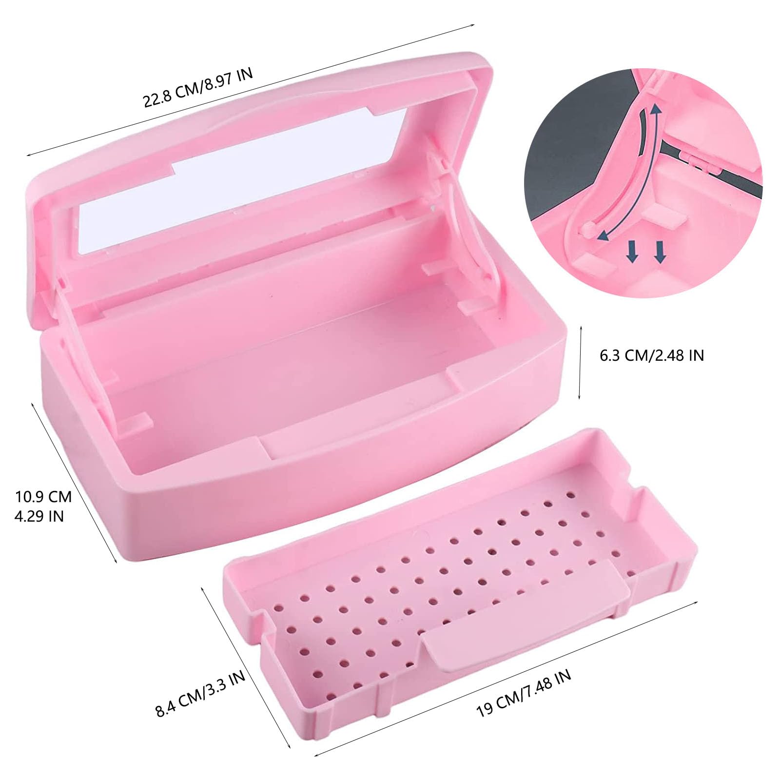 Professional Nail Tool Sterilizer Tray - Pink Plastic Sterilizing Box for Lash Tweezers & Esthetician Supplies | Salon Hygiene Must-Have for Nail Techs & Beauty Professionals | Perfect for Sanitizing Tools Between Clients