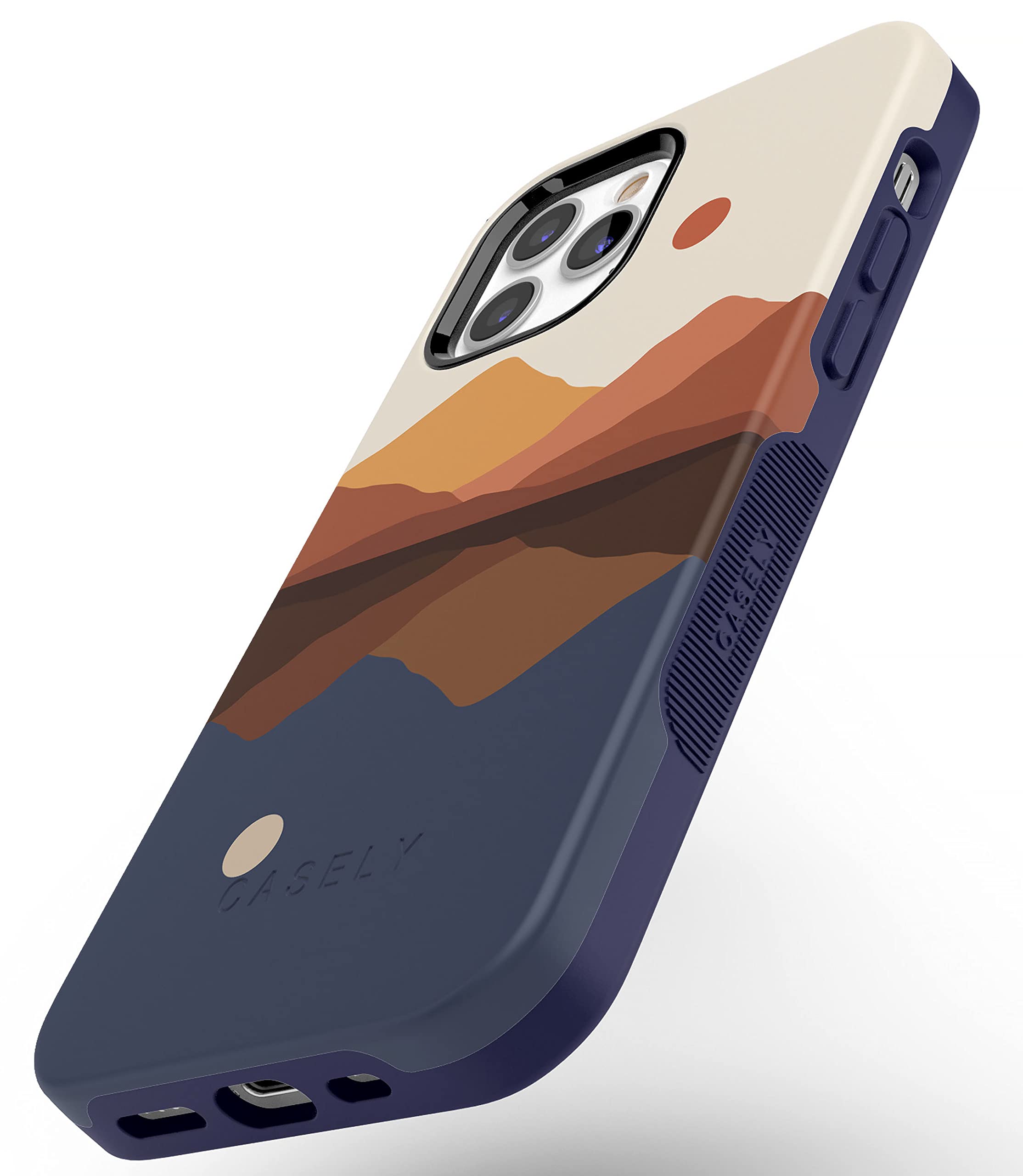 Casely iPhone 12/12 Pro Case - Opposites Attract Day & Night Colorblock Mountains Design | MagSafe Compatible | Shockproof Protective Cover | Perfect for Outdoor Adventures & Daily Use