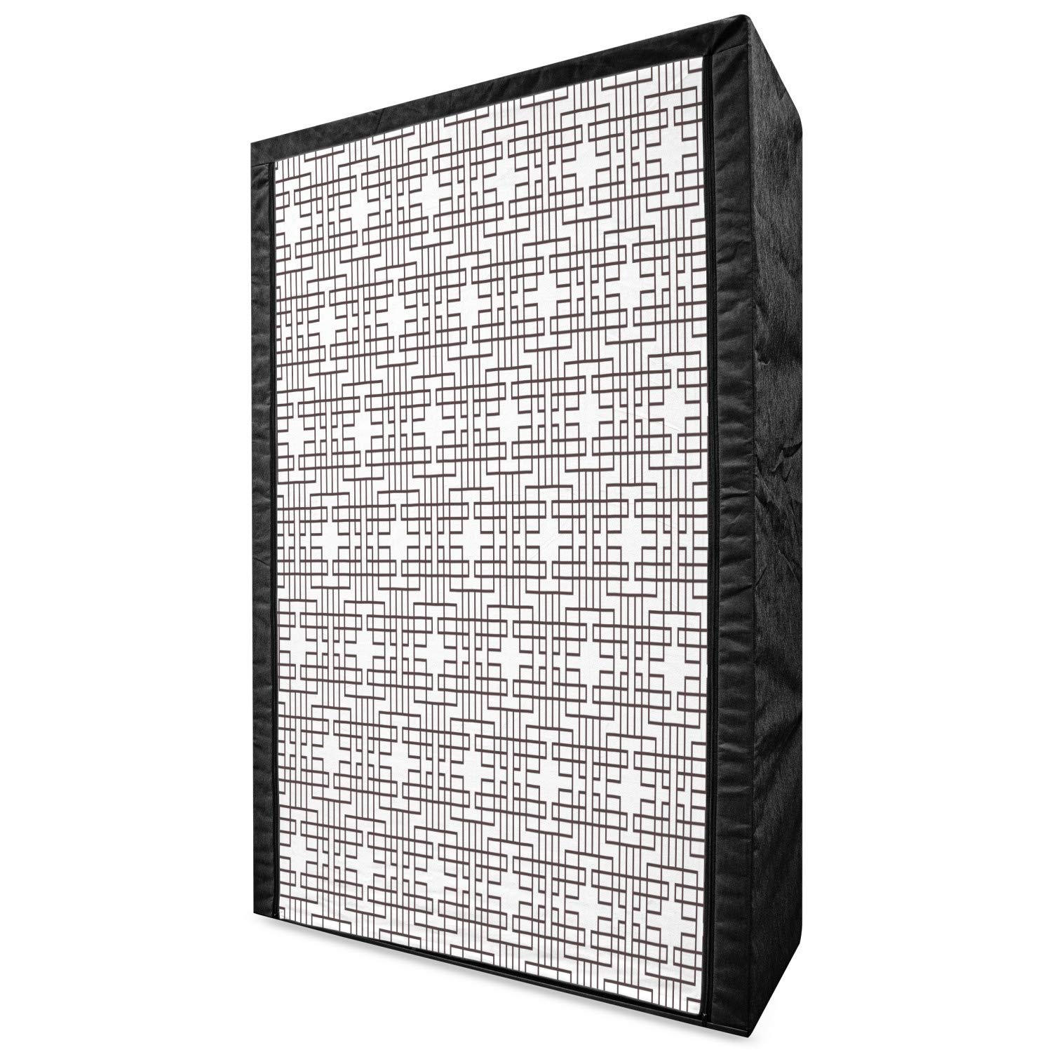 Ambesonne Geometric Portable Fabric Wardrobe - Grid Style Eastern Pattern with Geometric Squares & Rectangles Print - 42.5