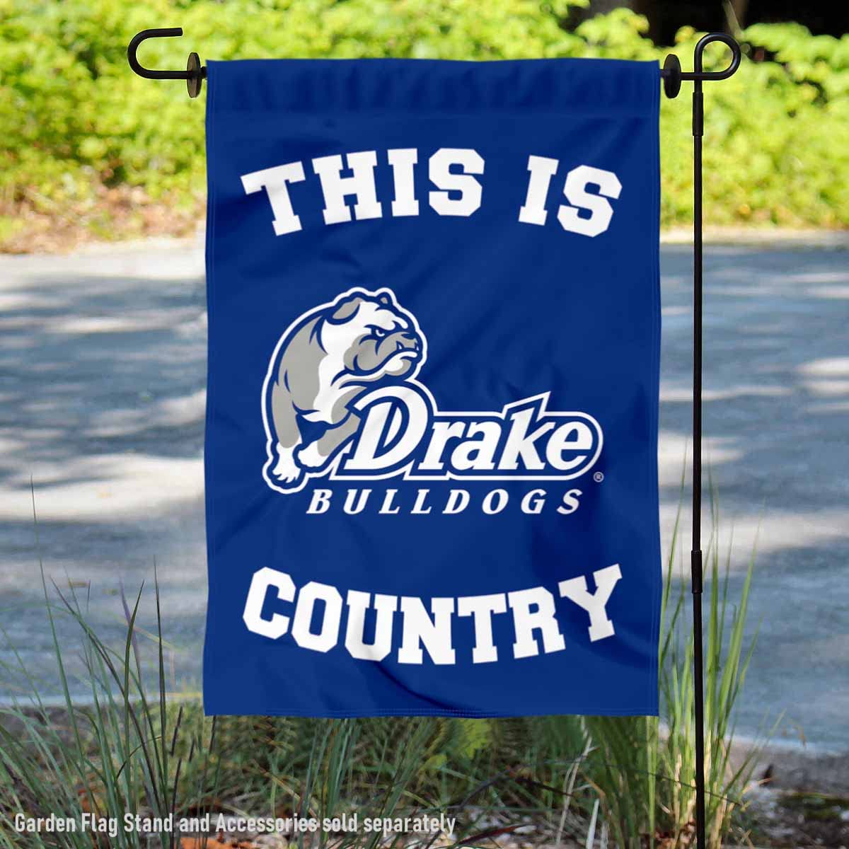 Drake Bulldogs Garden Flag - This is Bulldogs Country Double-Sided College Team Banner for Yard, Porch, and Tailgating Decor
